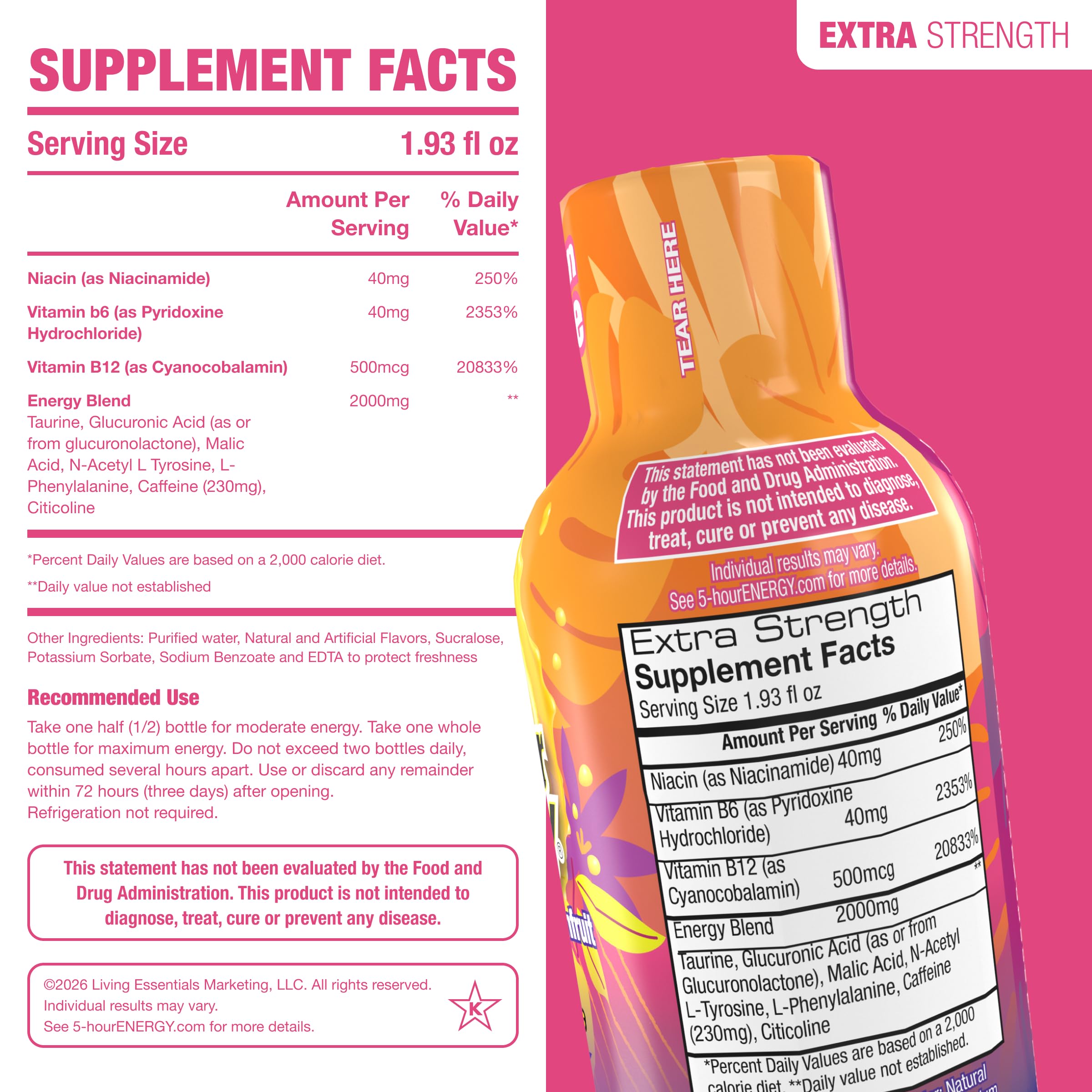 5-hour ENERGY botella en mano para mostrar tamaño portátil y práctico