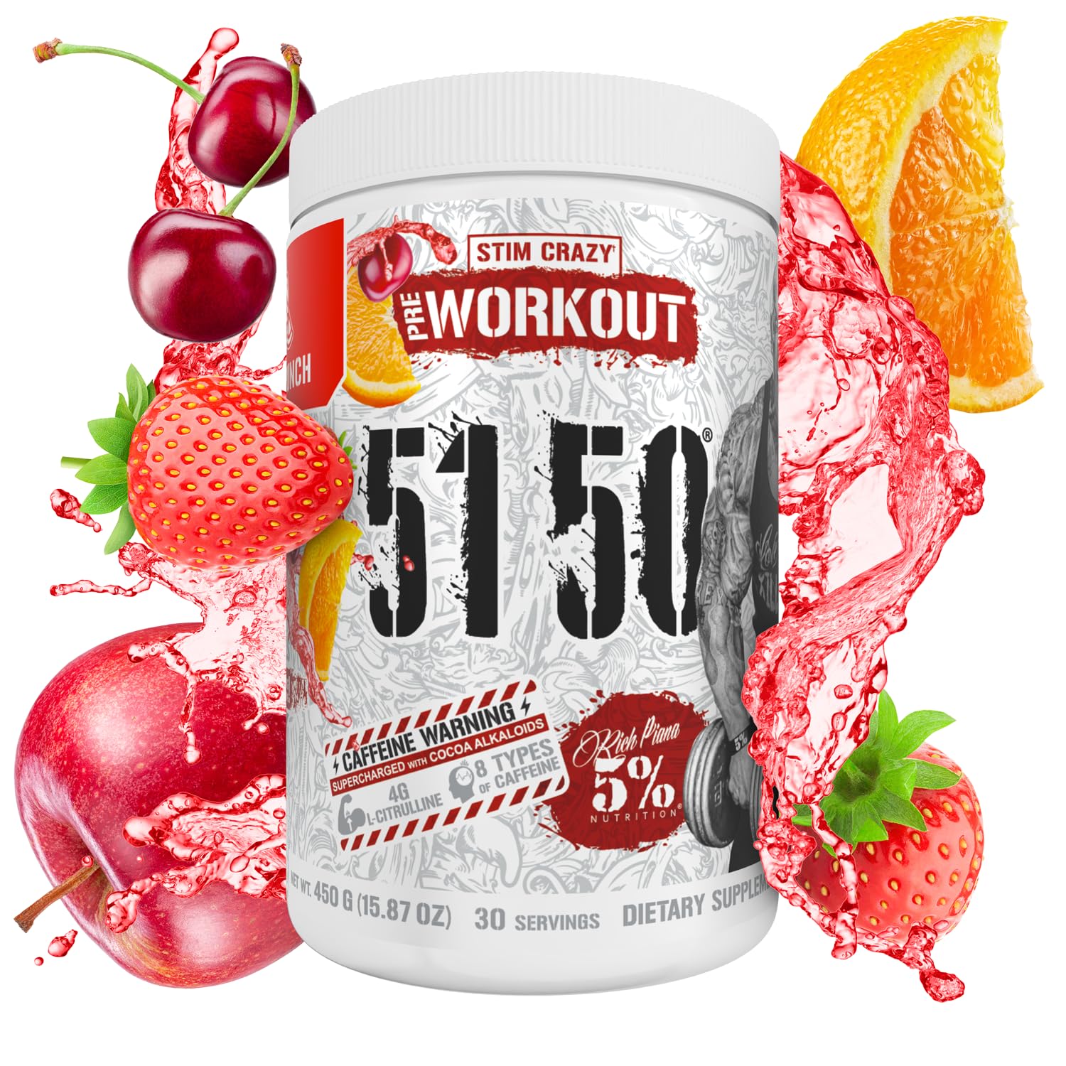 5% Nutrition 5150 bebida preparada en vaso lista antes de entrenar