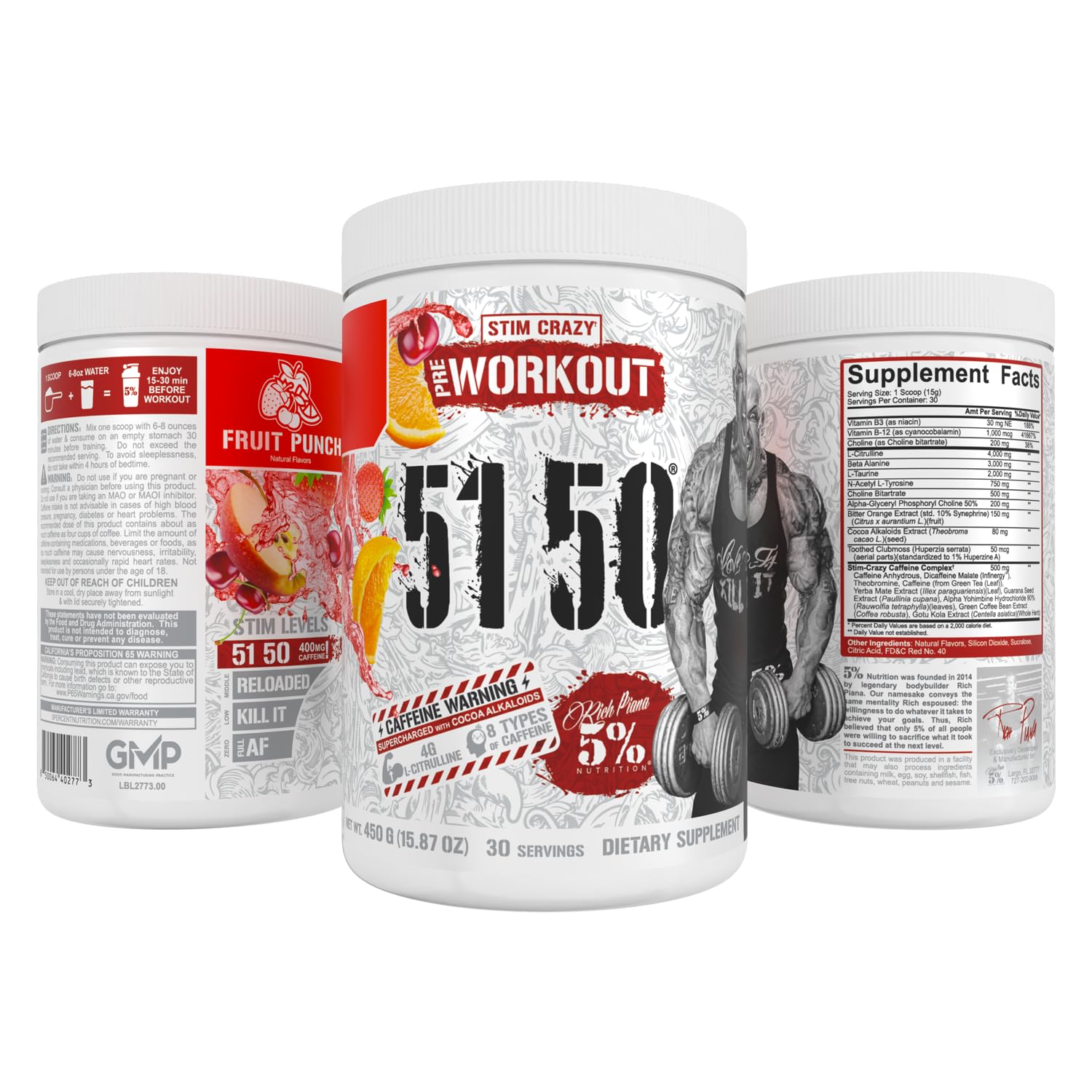5% Nutrition 5150 cucharada mostrando tamaño de servicio práctico