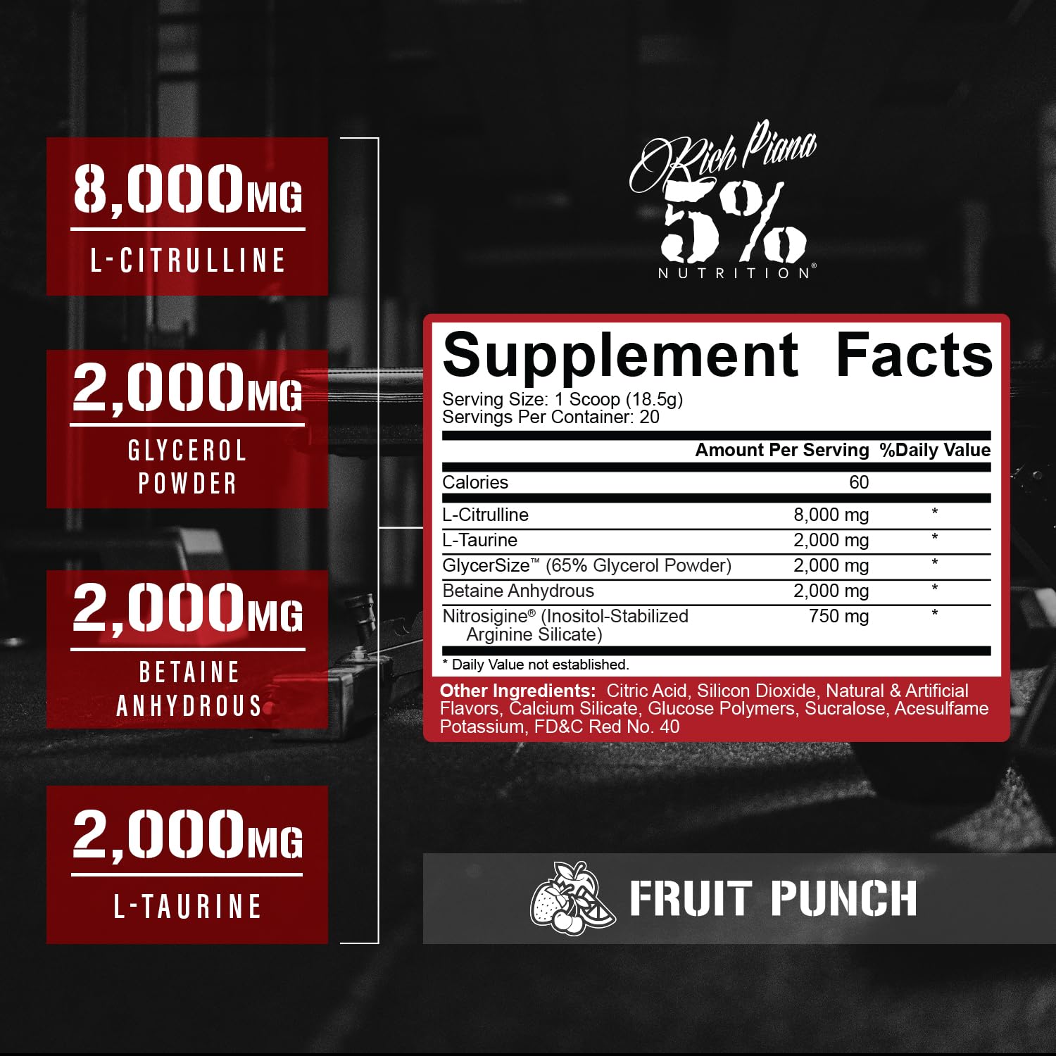 5% Nutrition etiqueta FullAF con lista de ingredientes para transparencia