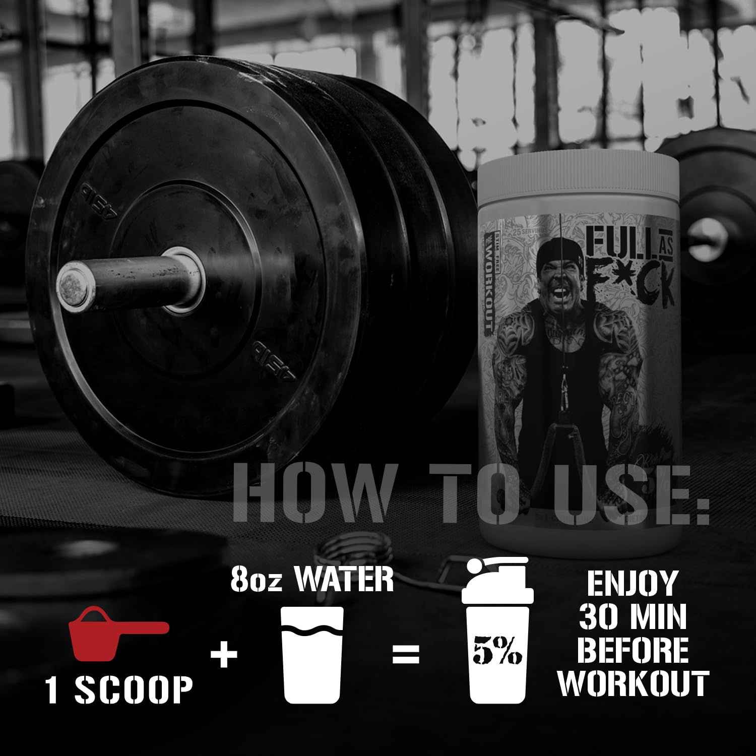 5% Nutrition FullAF en uso durante entrenamiento para bombas intensas