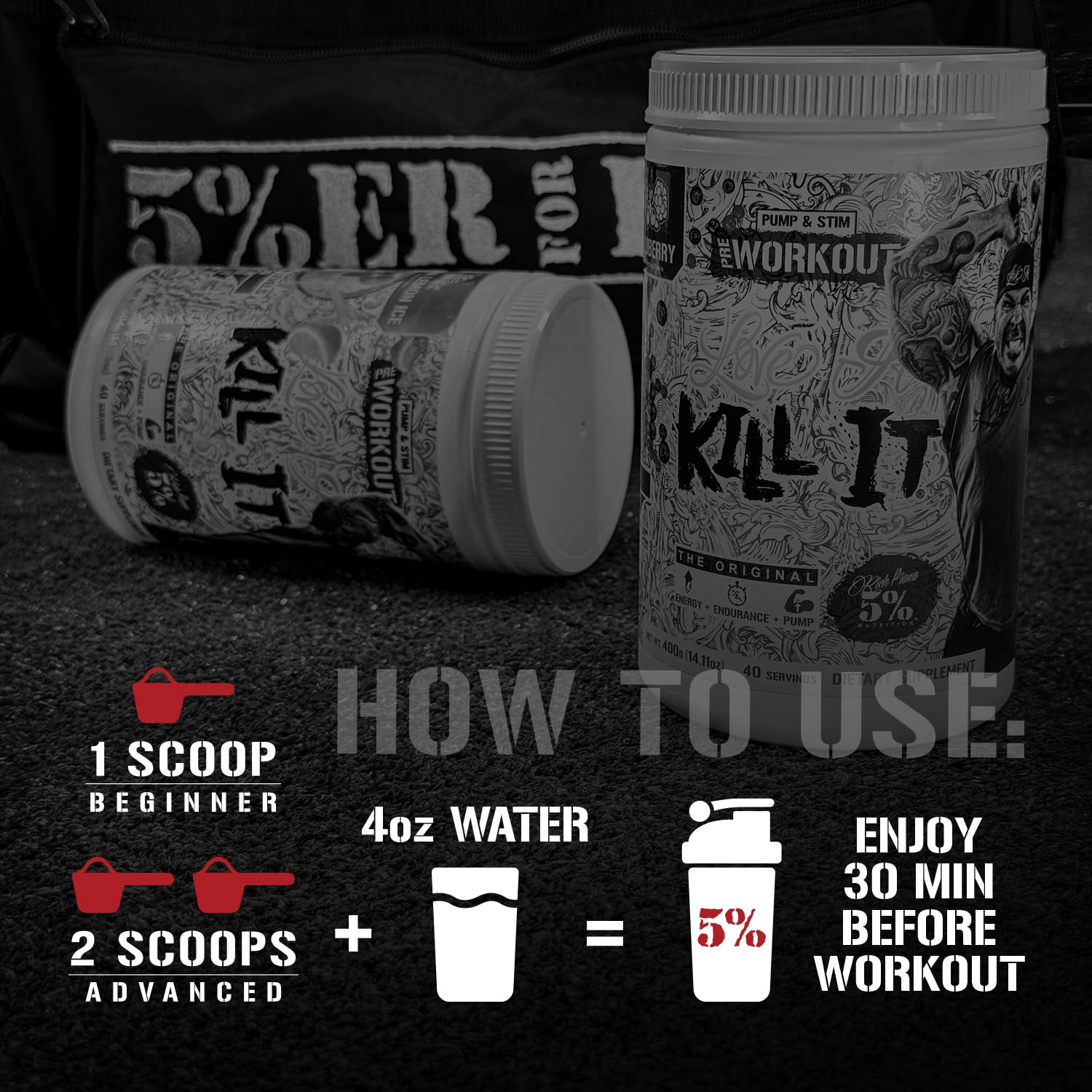 5% Nutrition bebida preparada Kill It Wildberry para antes del entrenamiento