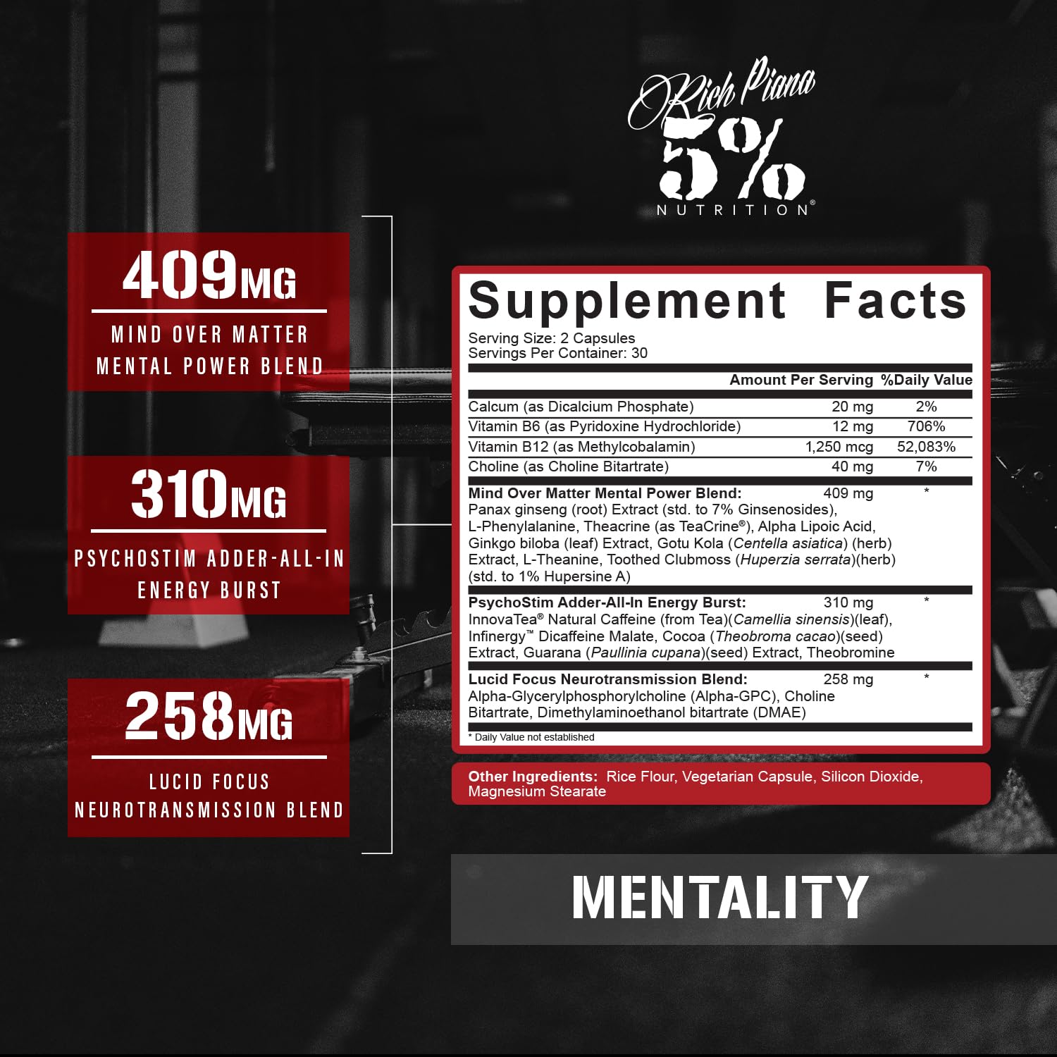 5% Nutrition Mentality cápsulas en mano indicando portabilidad y uso rápido