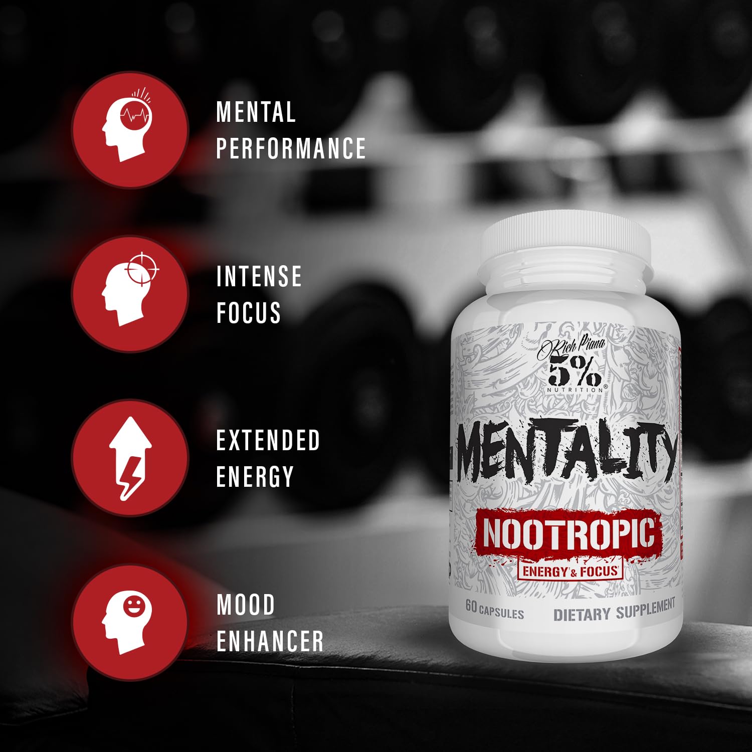 5% Nutrition Mentality detalle de la textura de la cápsula que sugiere absorción eficiente