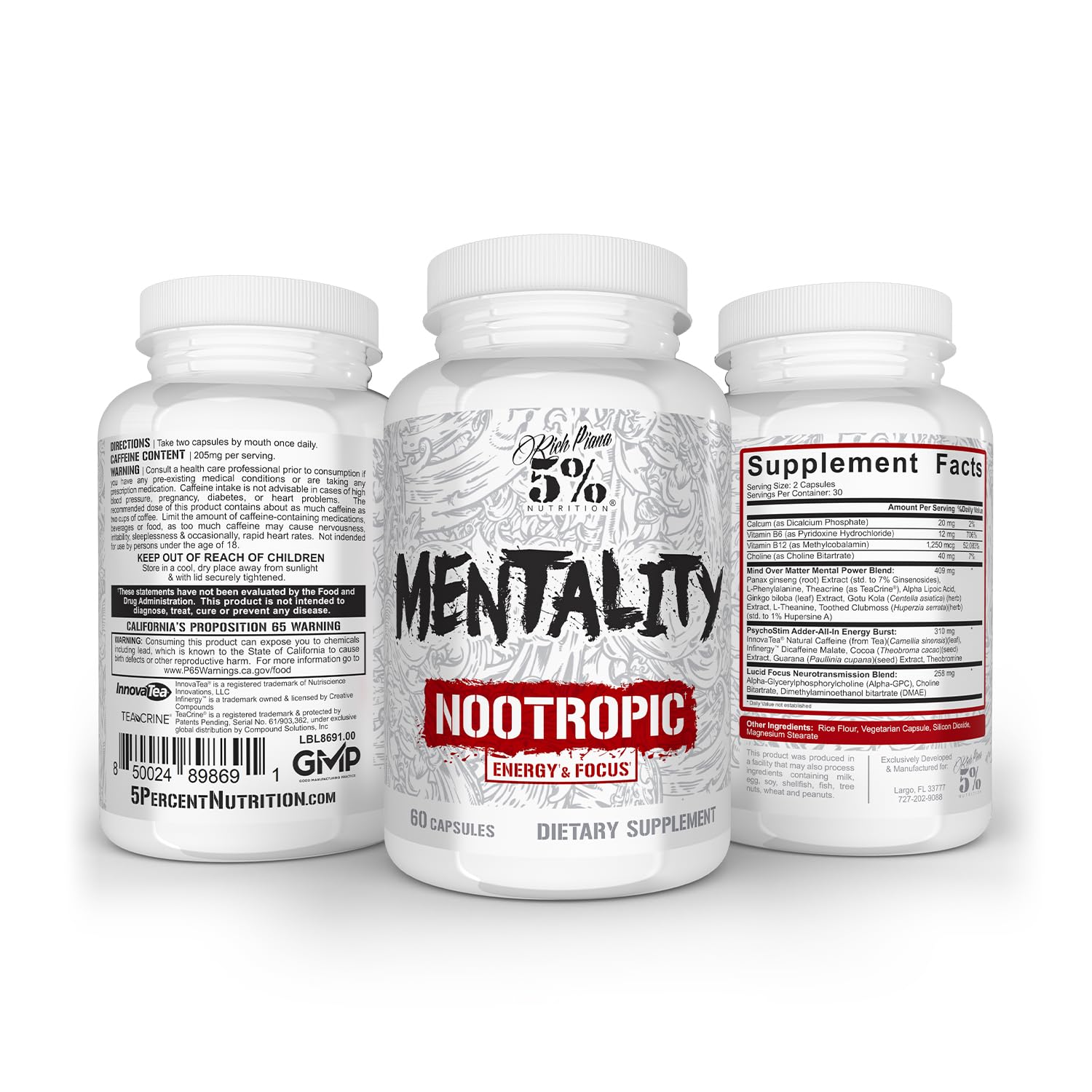 5% Nutrition Mentality en gimnasio antes de entrenar para mejorar concentración