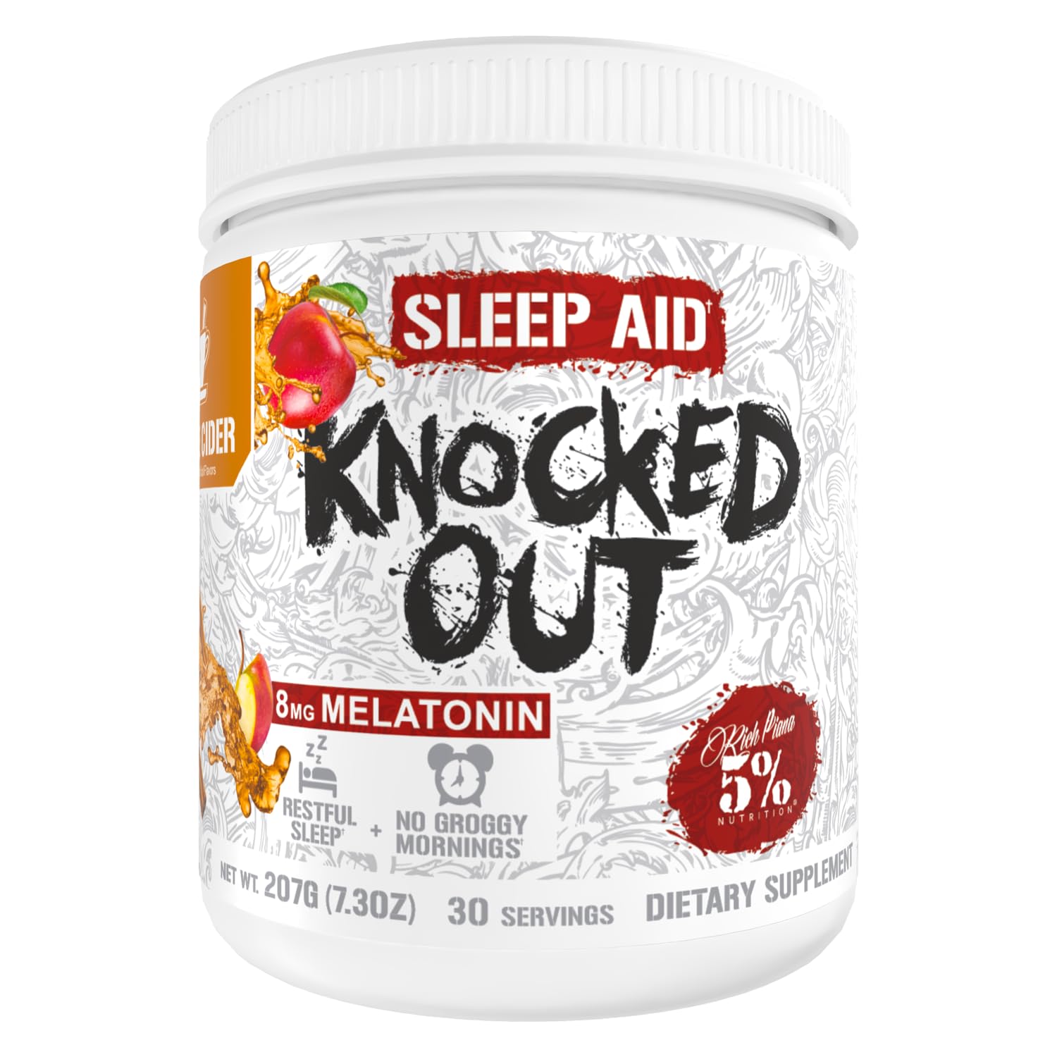 5% Nutrition envase frontal Apple Cider mostrando etiqueta clara y beneficios
