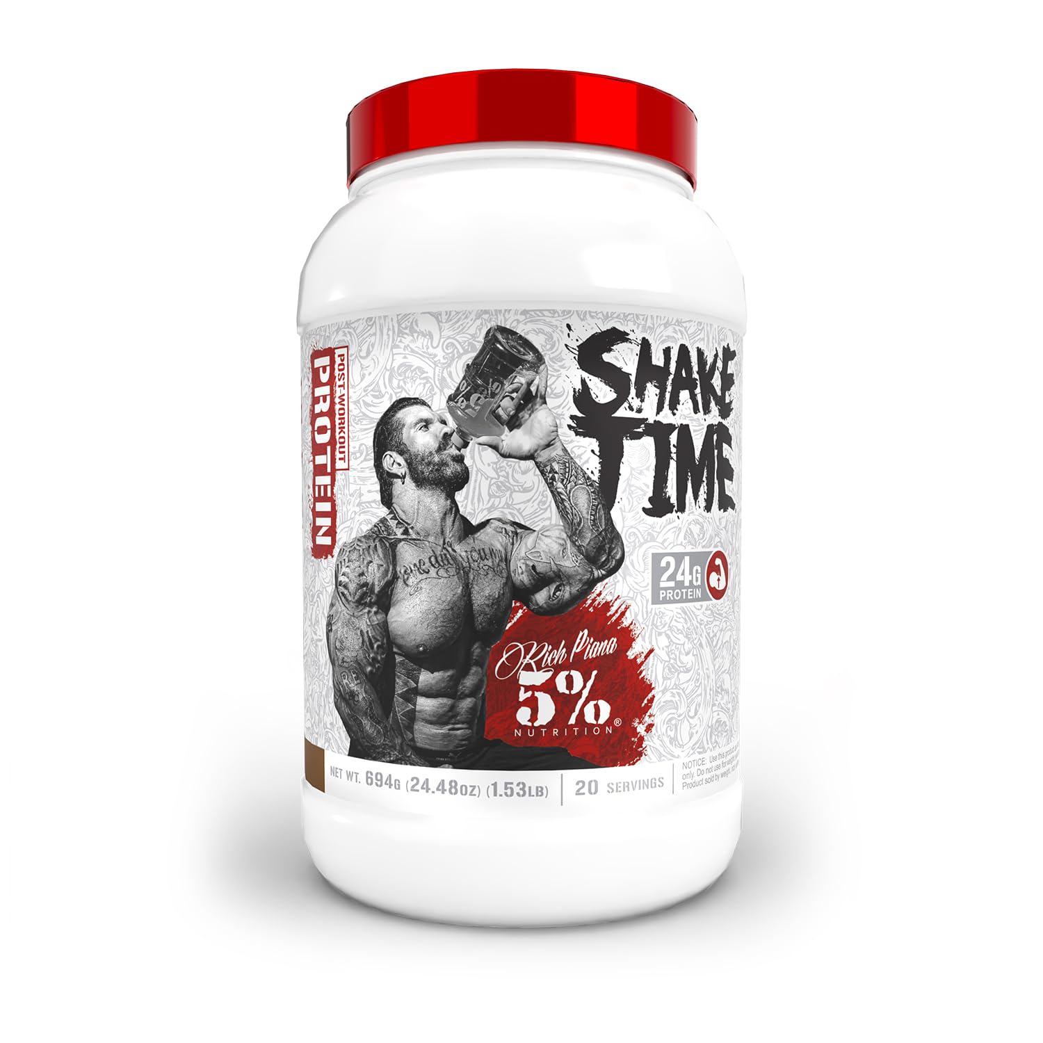 5% Nutrition envase frontal del Shake Time chocolate mostrando claridad de etiquetado y conveniencia