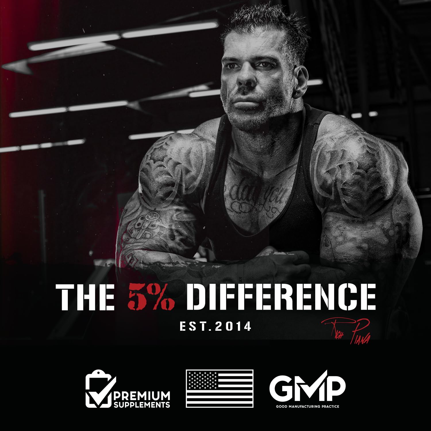 5% Nutrition entorno de vida saludable con suplemento sobre mesa