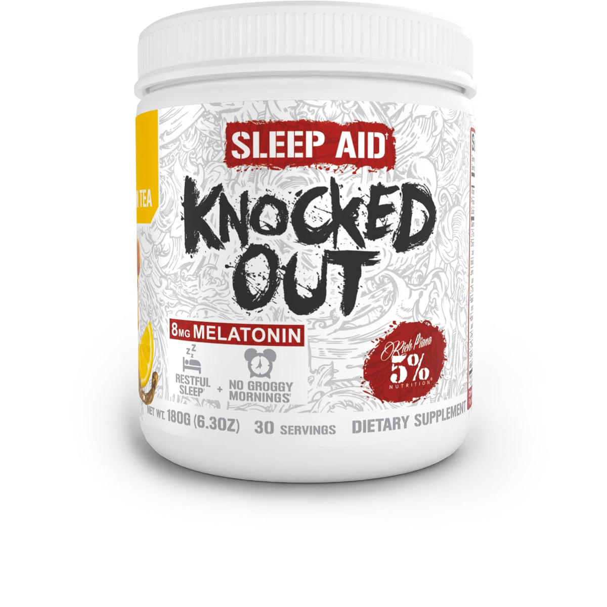 5% Nutrition frente del envase Knocked Out mostrando beneficios visibles