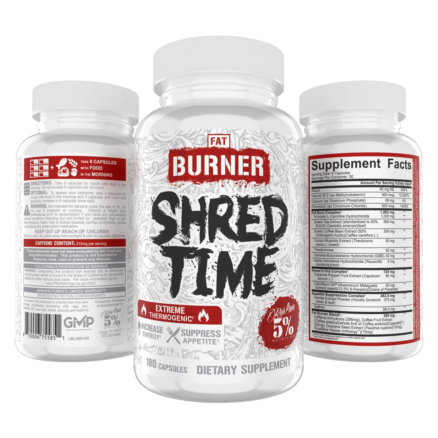 5% Nutrition etiqueta nutricional legible con ingredientes y dosis clave