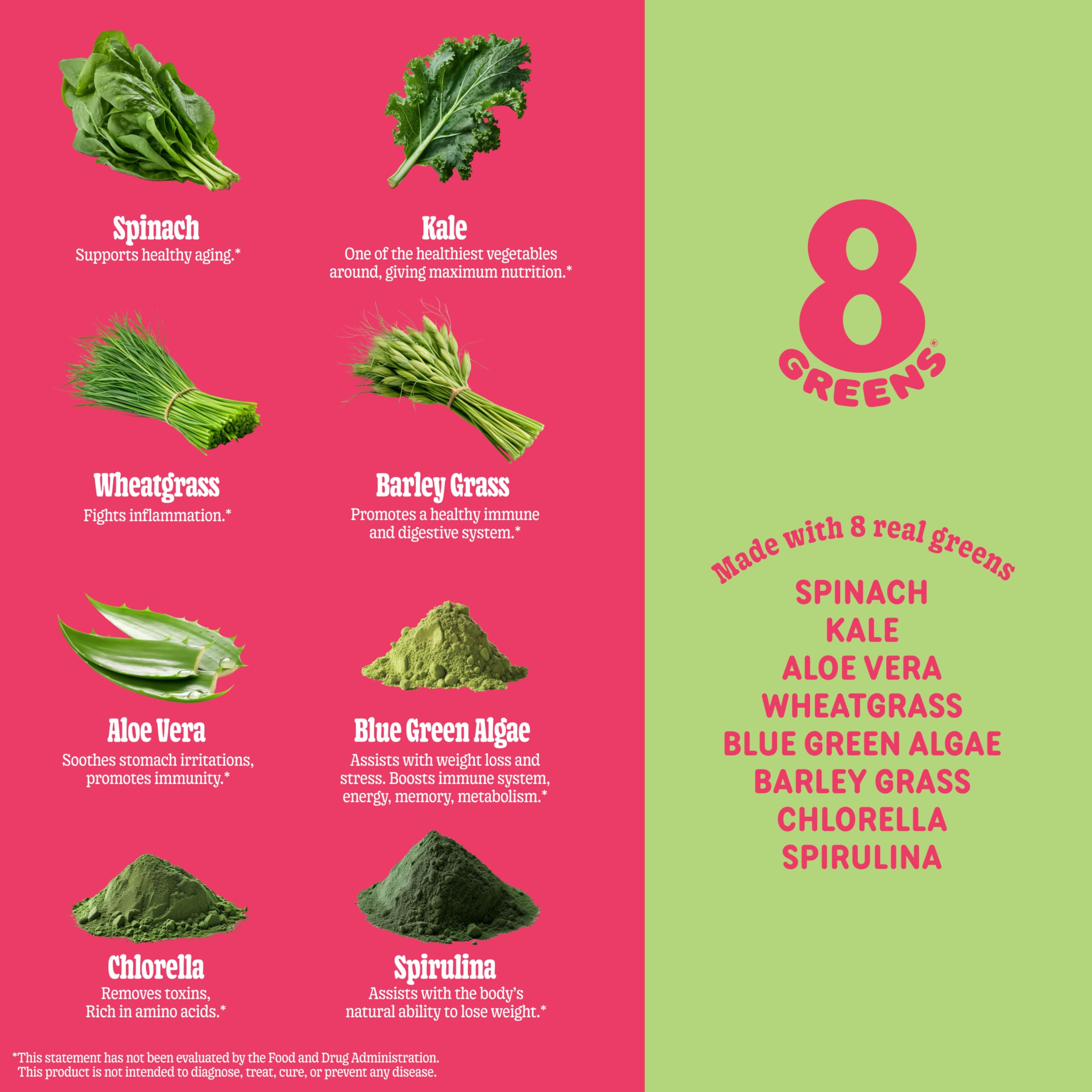 8Greens comparación de tamaño con una mano y el tubo, portable y práctico