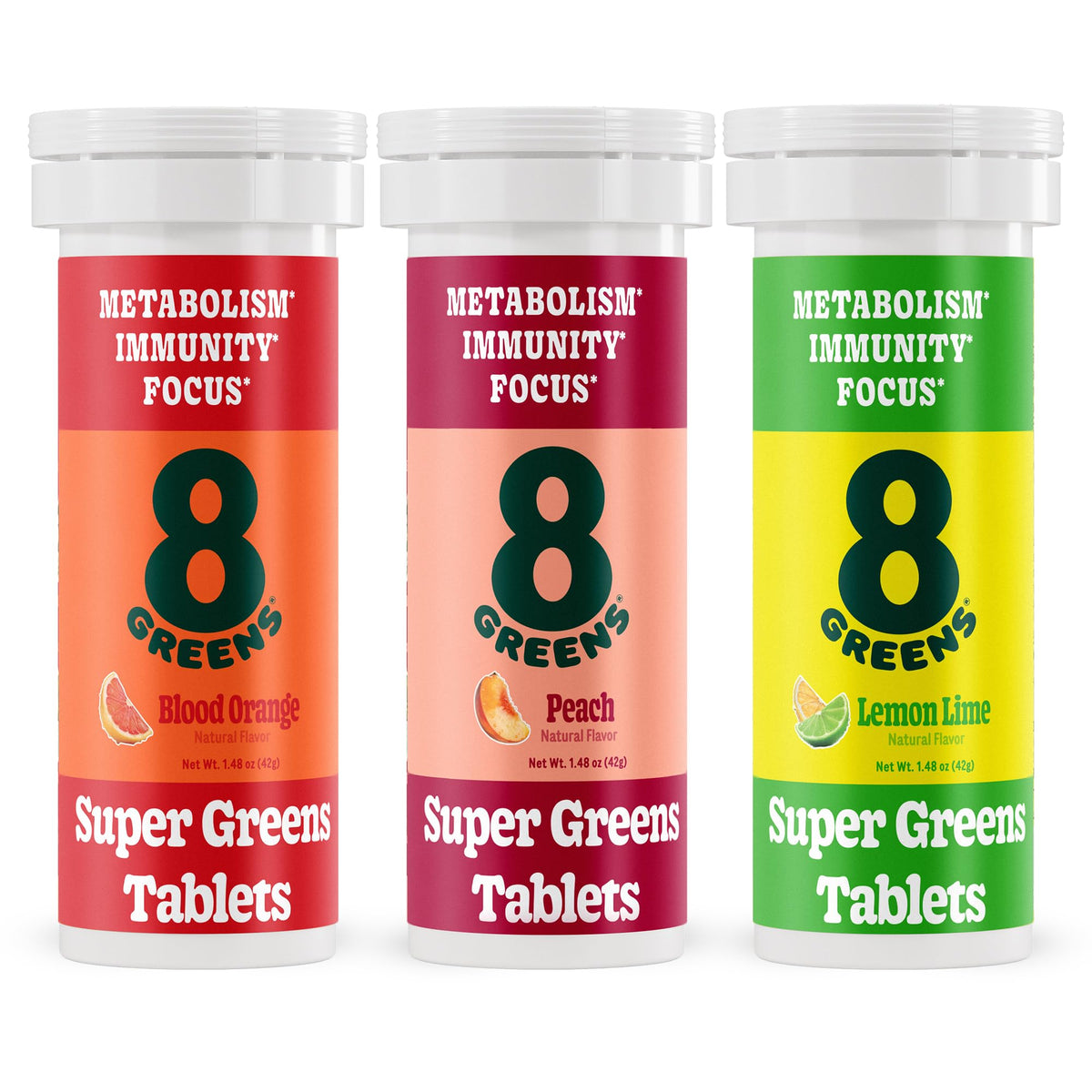 8Greens tubo frontal mostrando la presentación y conveniencia diaria