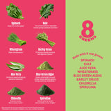 8Greens tamaño comparado con vaso para medir porciones diarias