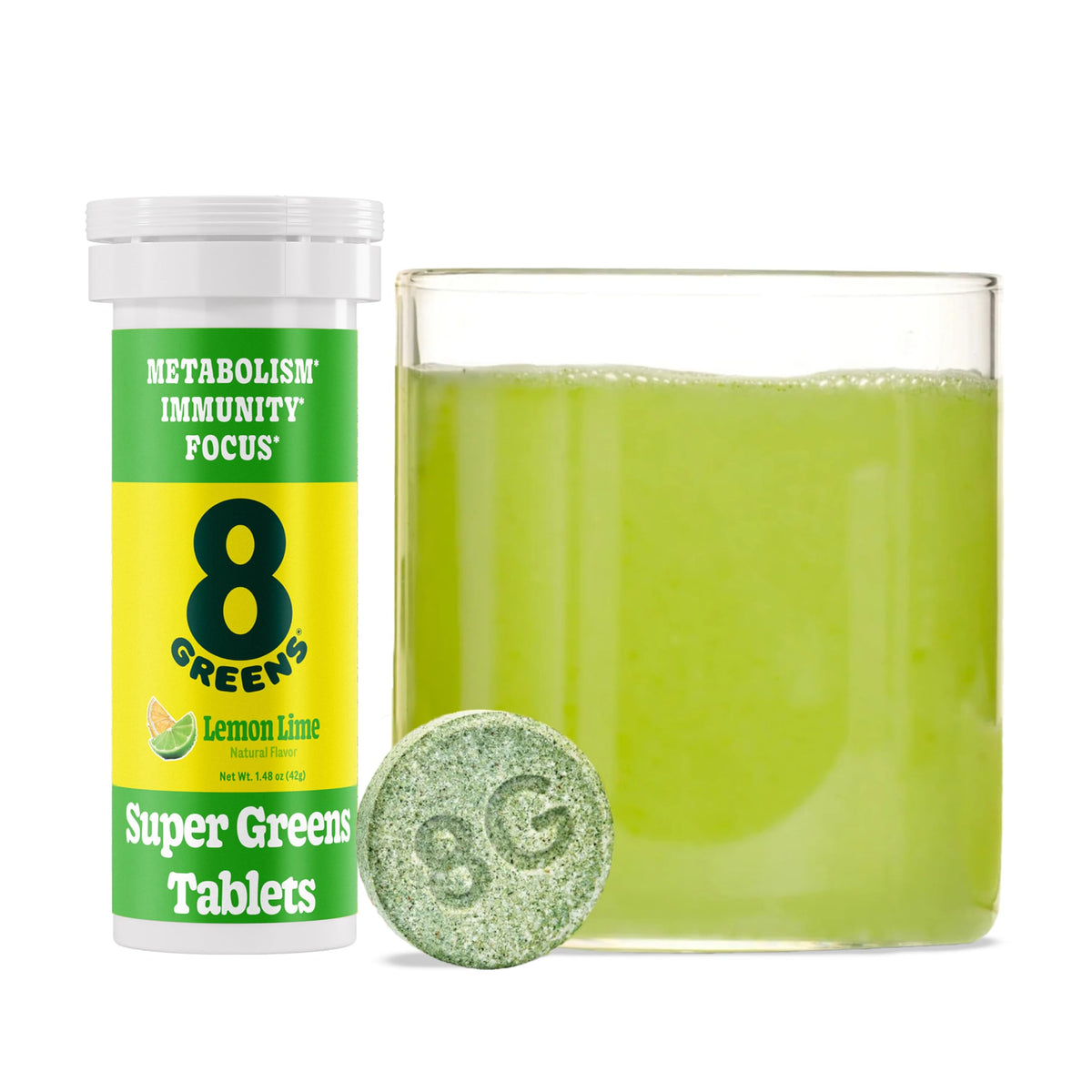 8Greens tubo frontal mostrando el diseño y la portabilidad para uso diario