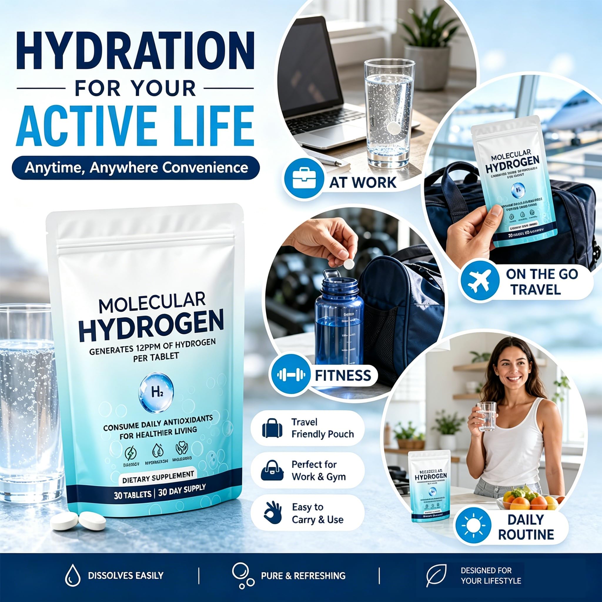 A Better You botella de viaje con agua hidrogenada lista para beber