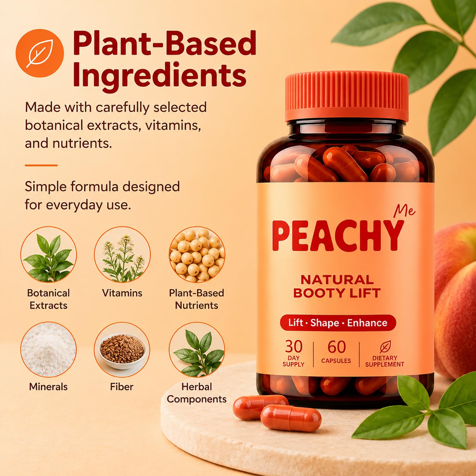 A Better You Peachy Me junto a una regla para comparar tamaño del frasco