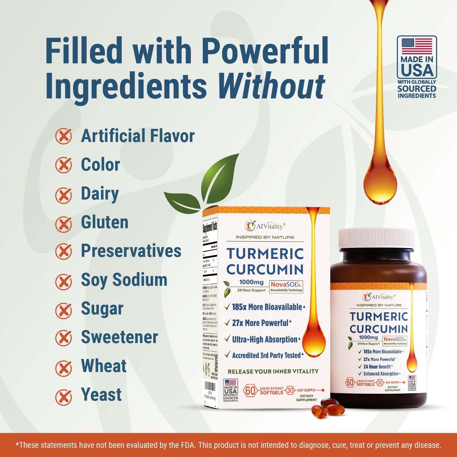 A1Vitality raíz de cúrcuma y extracto mostrando origen del ingrediente