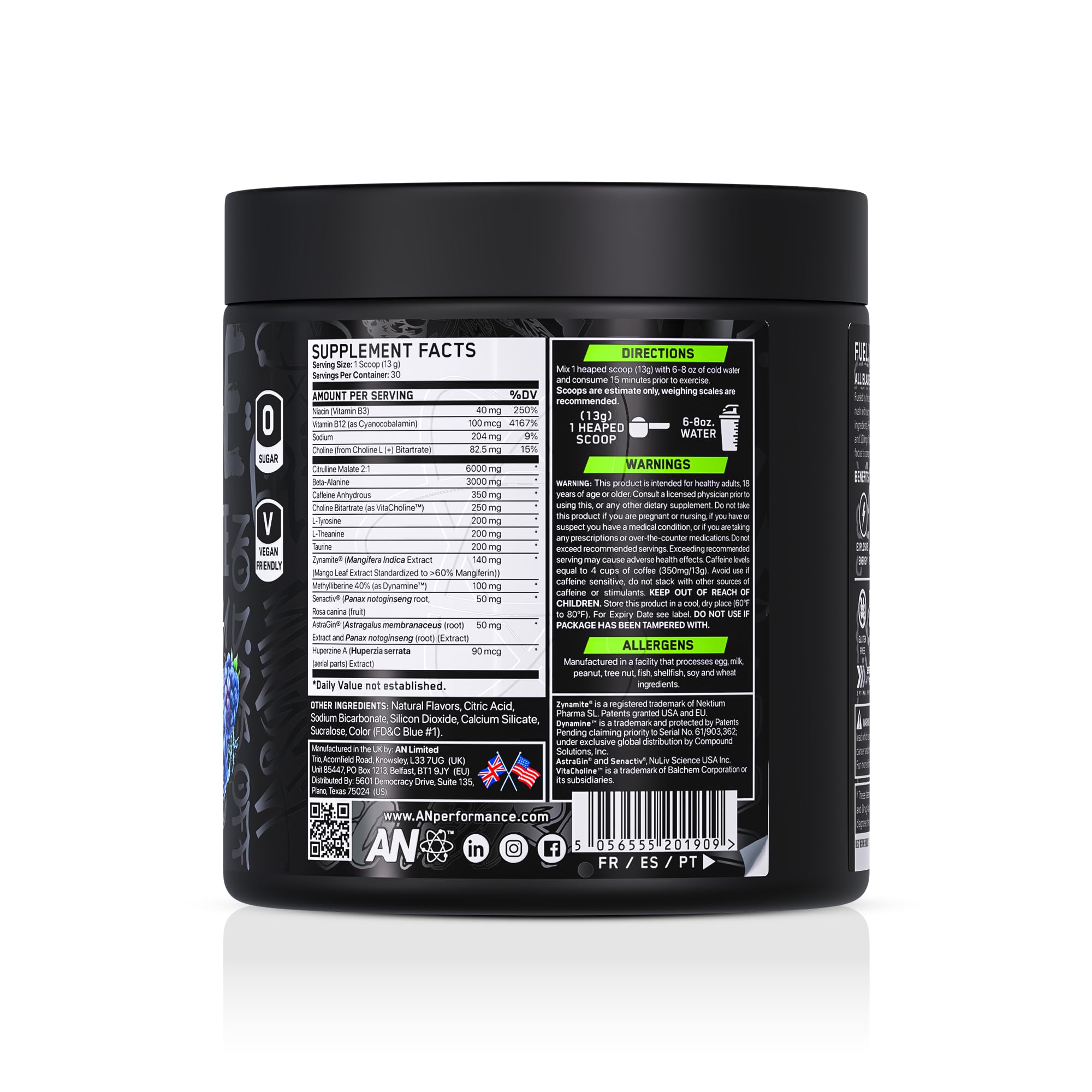 ABE all black everything ingredientes clave citrulina beta alanina y cafeína