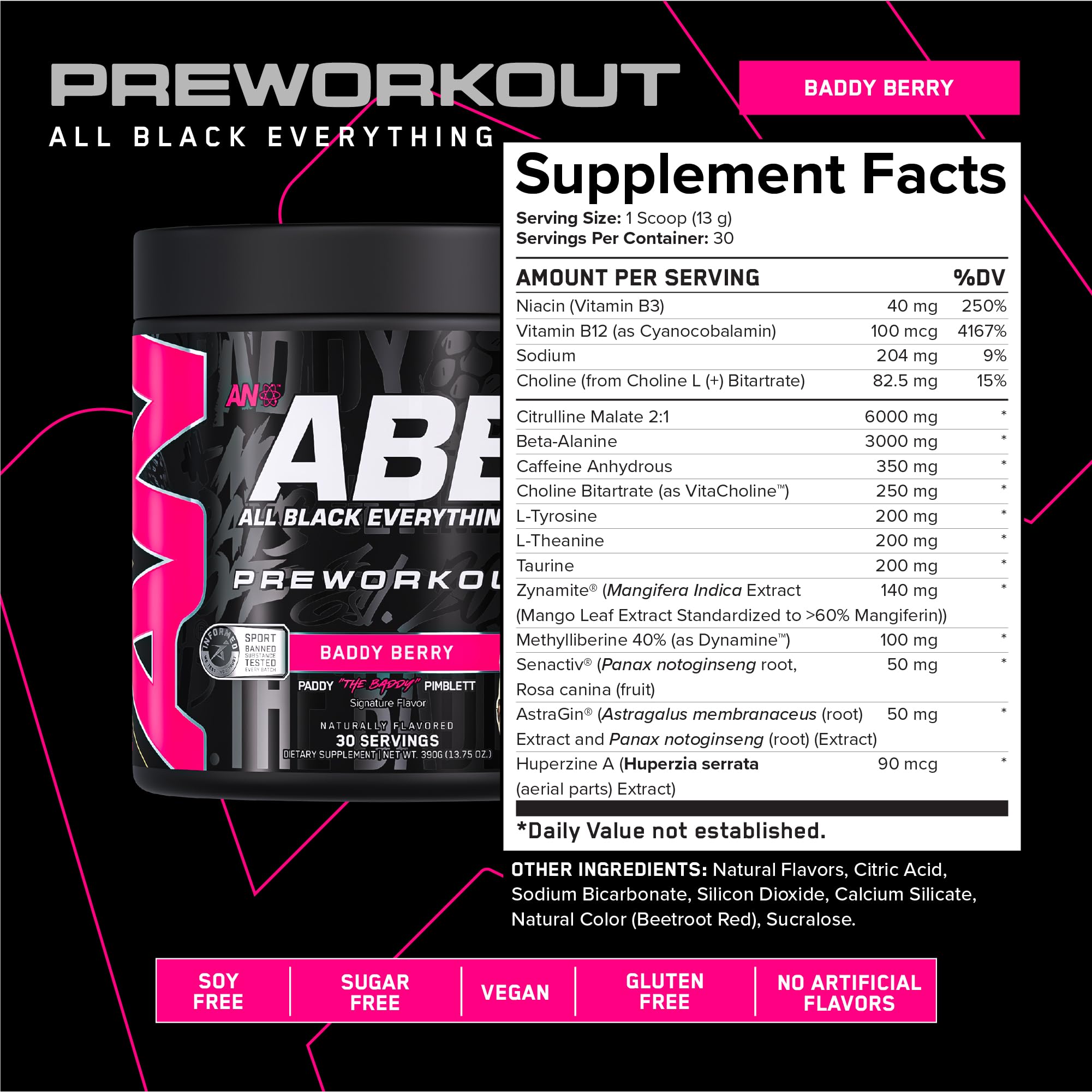 ABE all black everything varios envases mostrando variedad de sabores atractivos