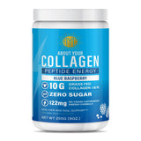 ABOUT YOUR COLLAGEN envase frontal azul raspberry mostrando beneficios y tamaño