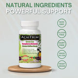 Acai Trim ingredientes: açai y té verde visualizados, beneficio: ingredientes naturales