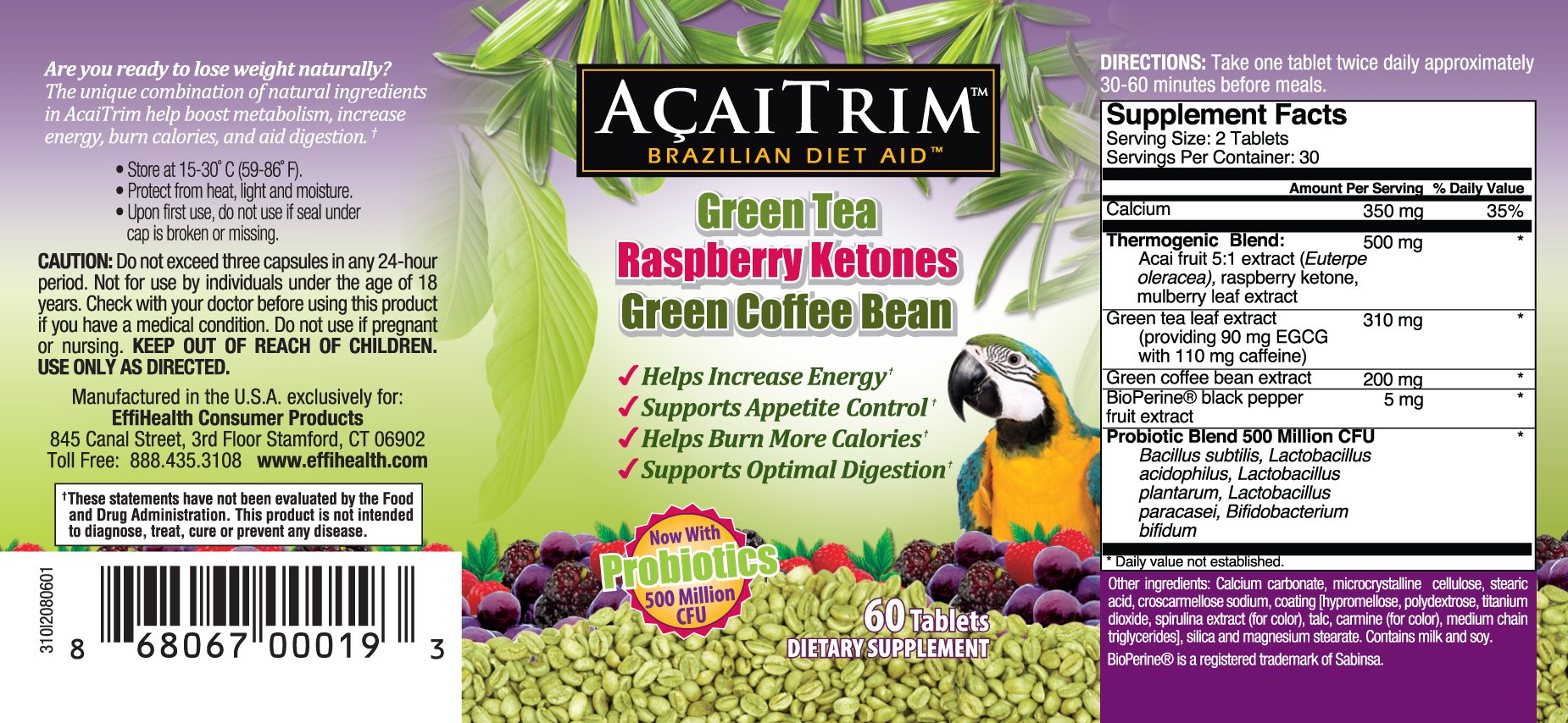 Acai Trim cápsulas en mano listo para tomar, beneficio: práctica dosis diaria