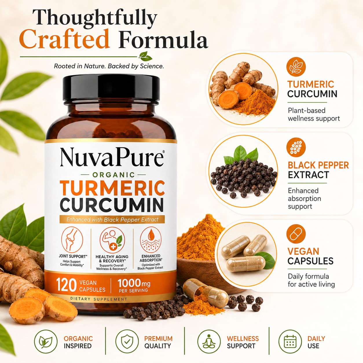 Achuhe NuvaPure etiqueta con lista de ingredientes y sello orgánico visible