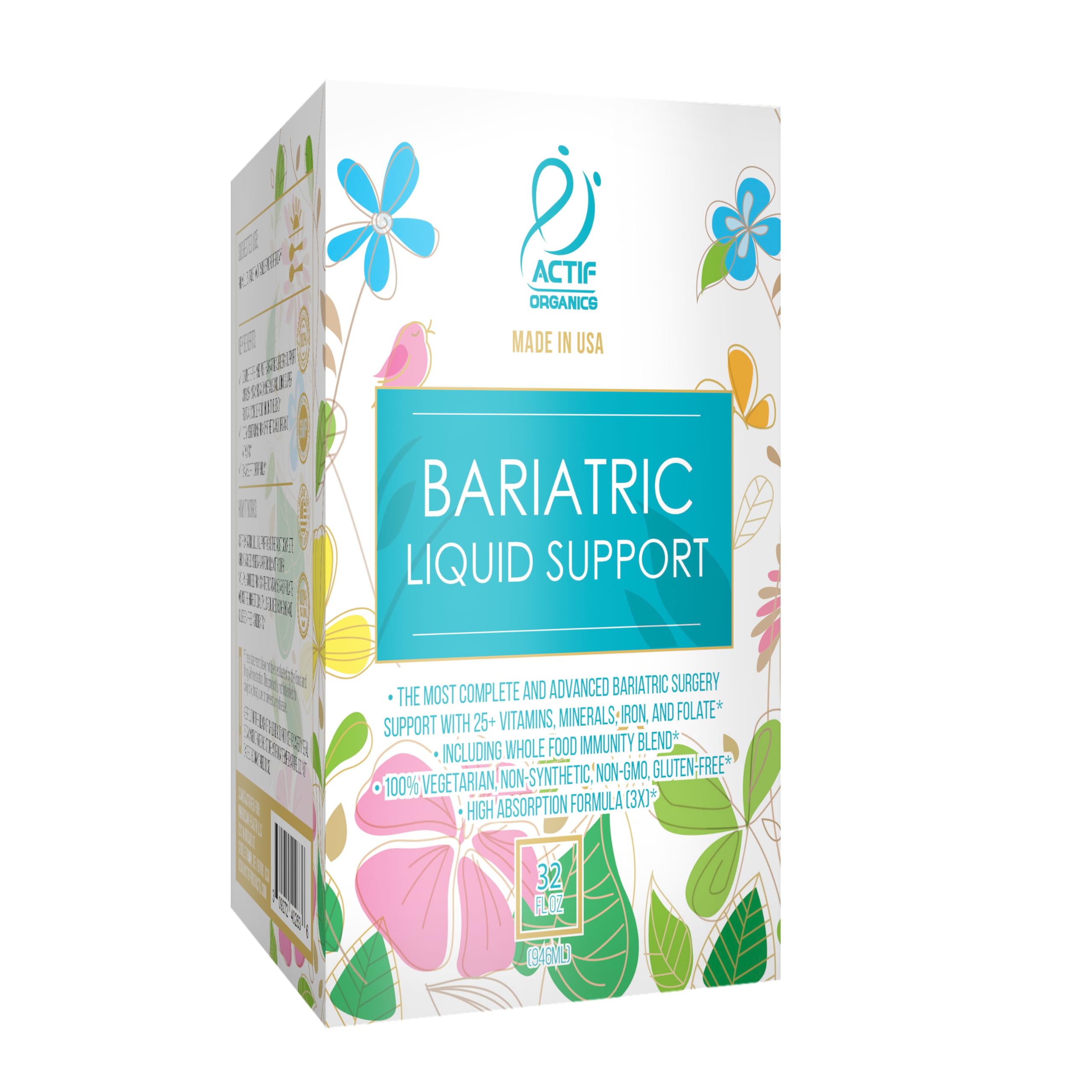 ACTIF etiqueta con lista de ingredientes orgánicos y beneficio de transparencia