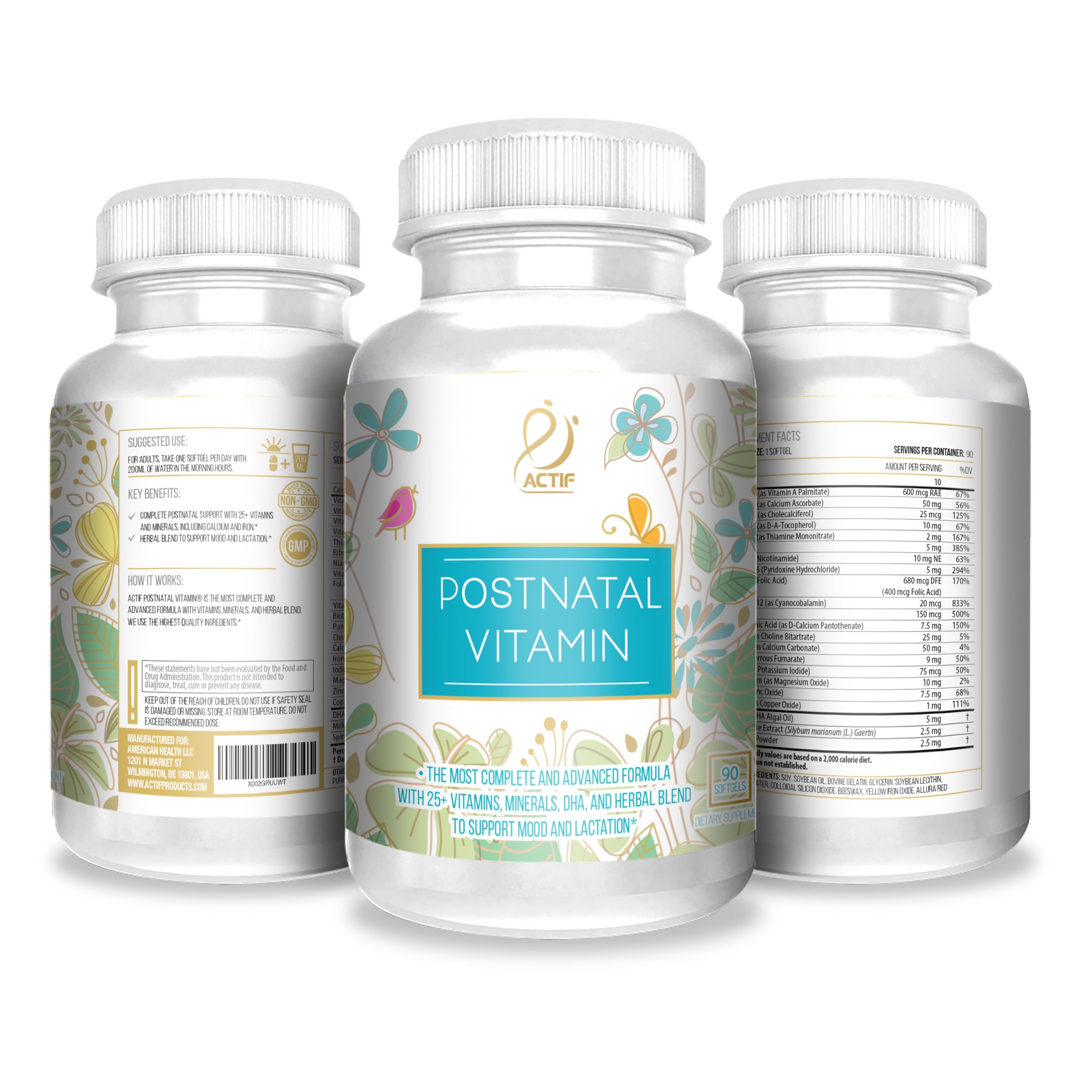 ACTIF etiqueta con ingredientes orgánicos y tabla nutricional clara