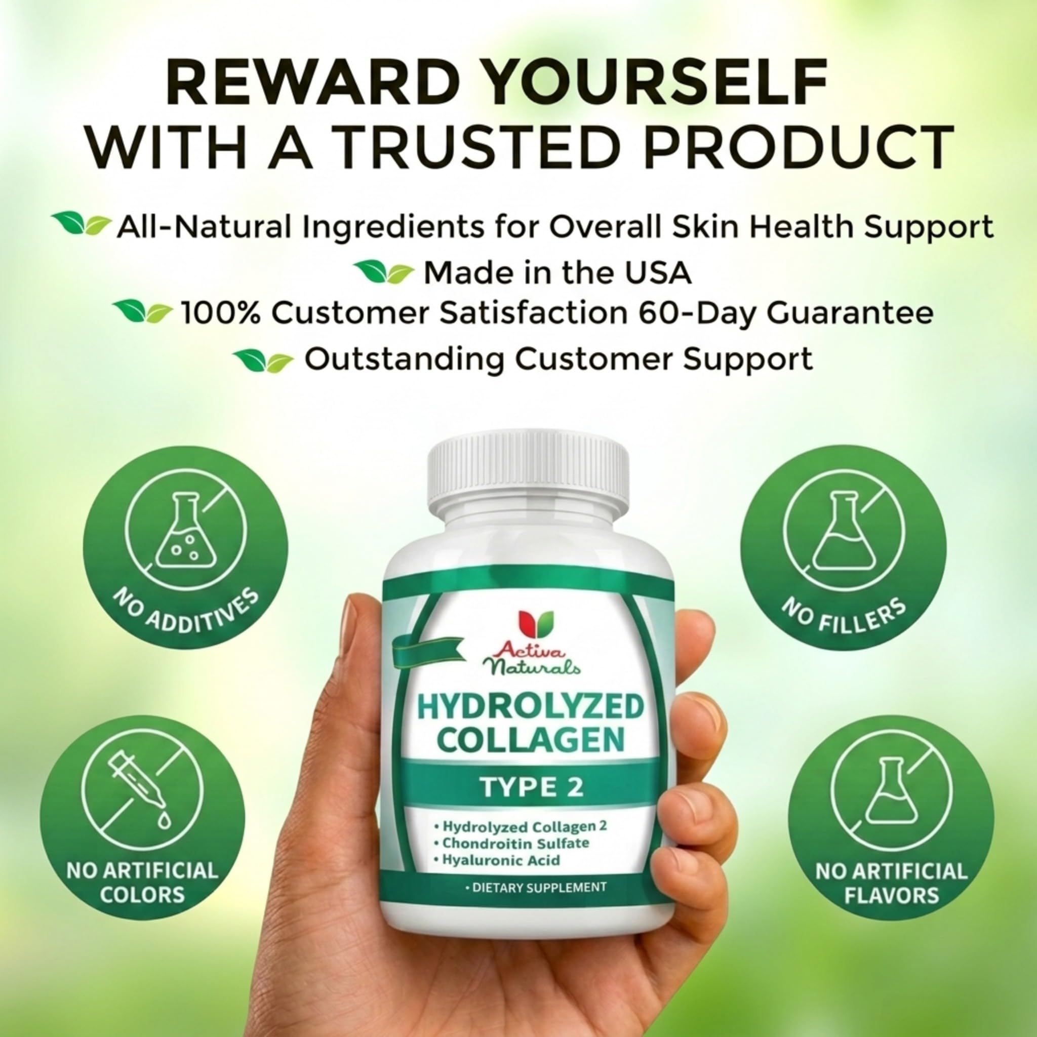 Activa Naturals cápsulas en manos para comparar tamaño y facilidad de ingestión