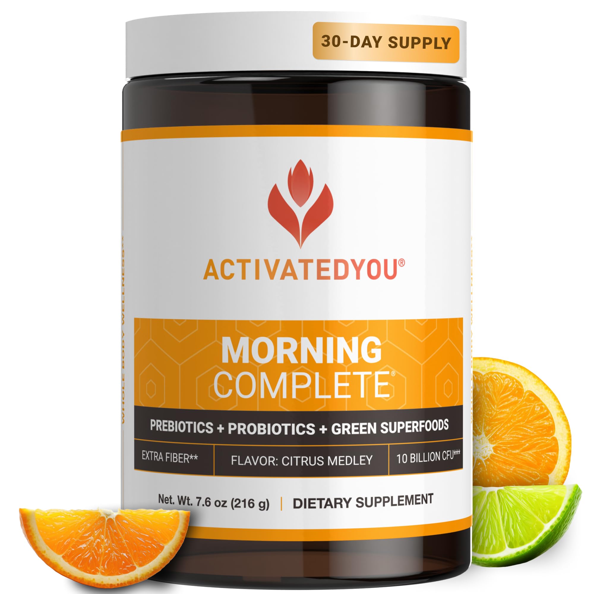 ACTIVATEDYOU frente del envase Citrus Medley mostrando 30 servicios y claridad de marca