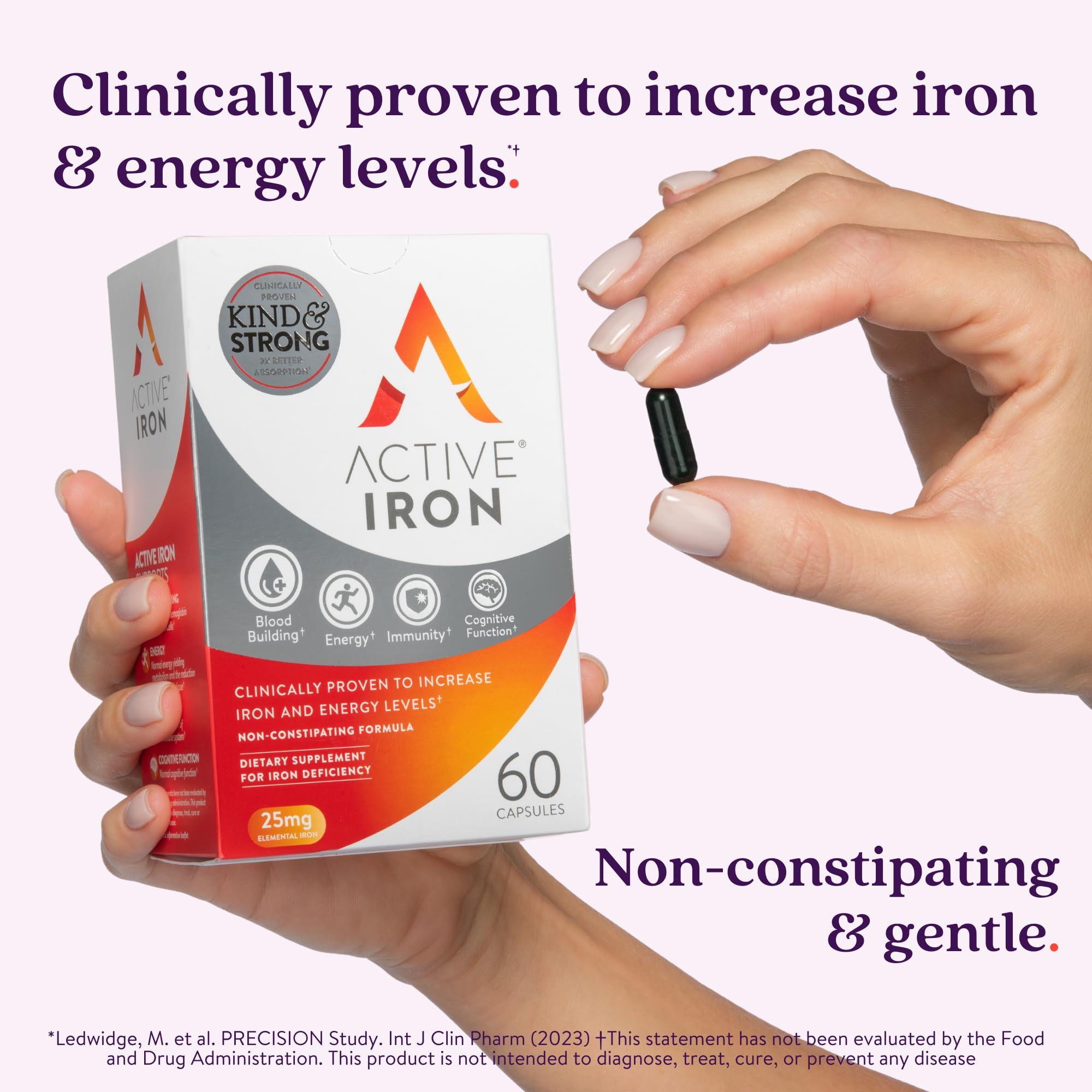 ACTIVEIRON cápsula detalle mostrando superficie fácil de tragar