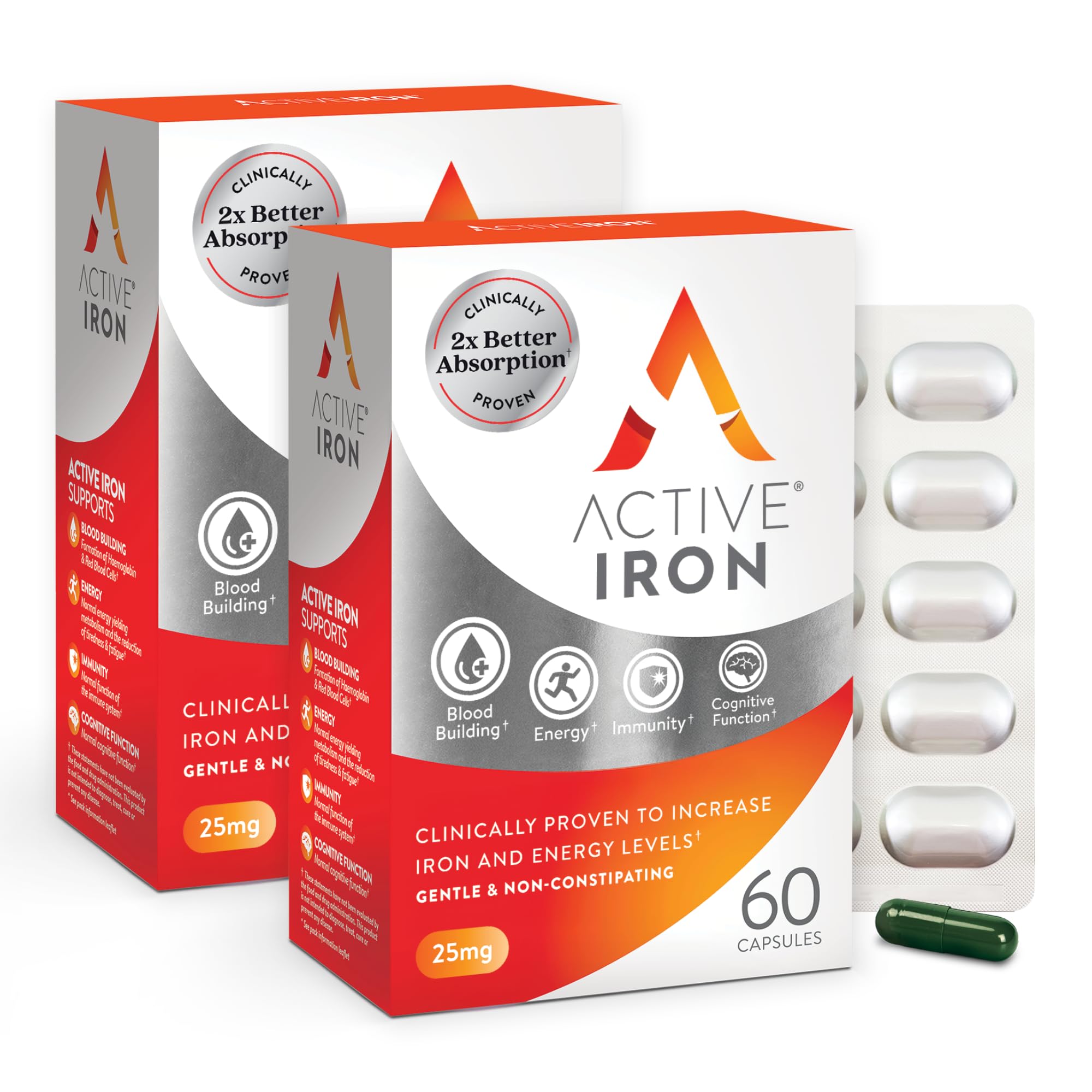ActiveIron presentación frontal mostrando diseño y beneficio de absorción