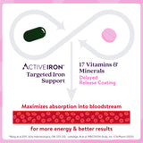 ACTIVEIRON tableta multivitamínica en primer plano para energía diaria