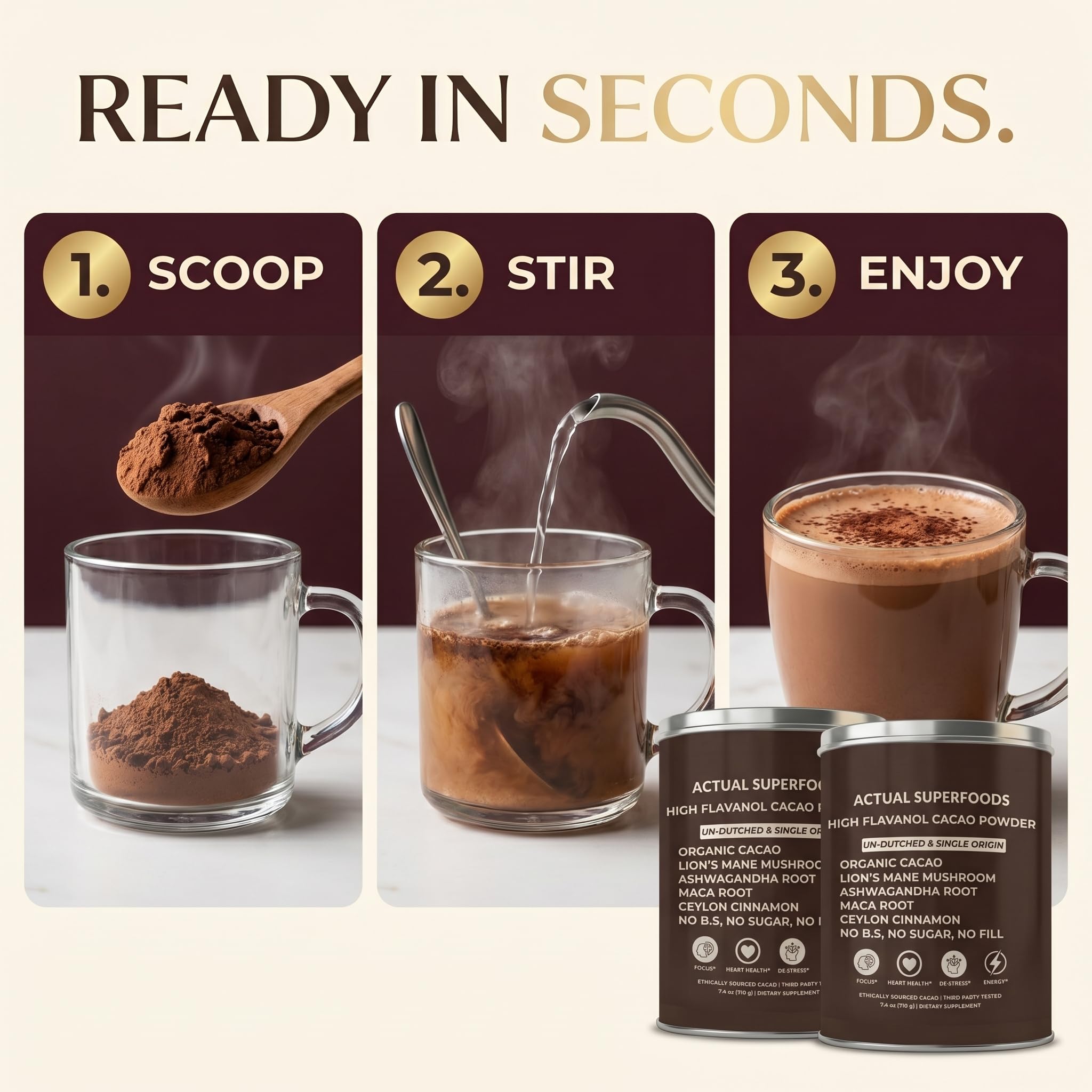 Actual Superfoods lata 7.4 oz mostrando escala y practicidad para uso diario