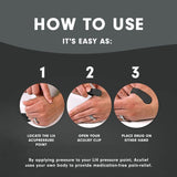 Etiqueta Aculief con marca visible que indica instrucciones y beneficios
