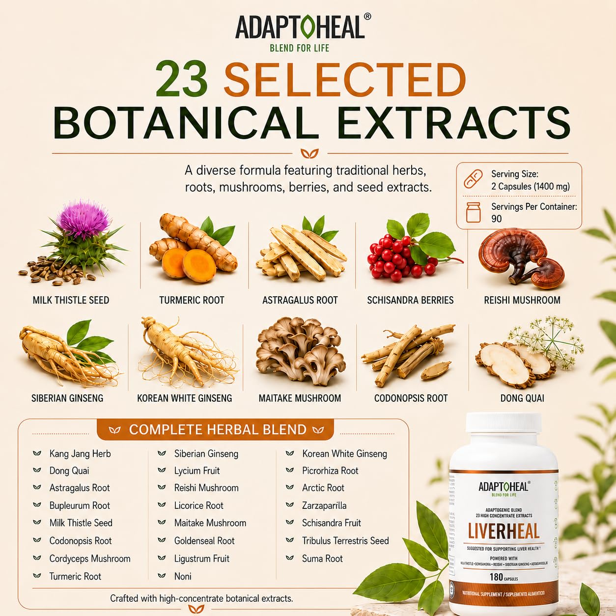ADAPTOHEAL primer plano de cápsula para apreciar textura y calidad vegetal