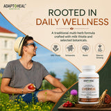 ADAPTOHEAL etiqueta con lista de ingredientes clave y concentraciones visibles