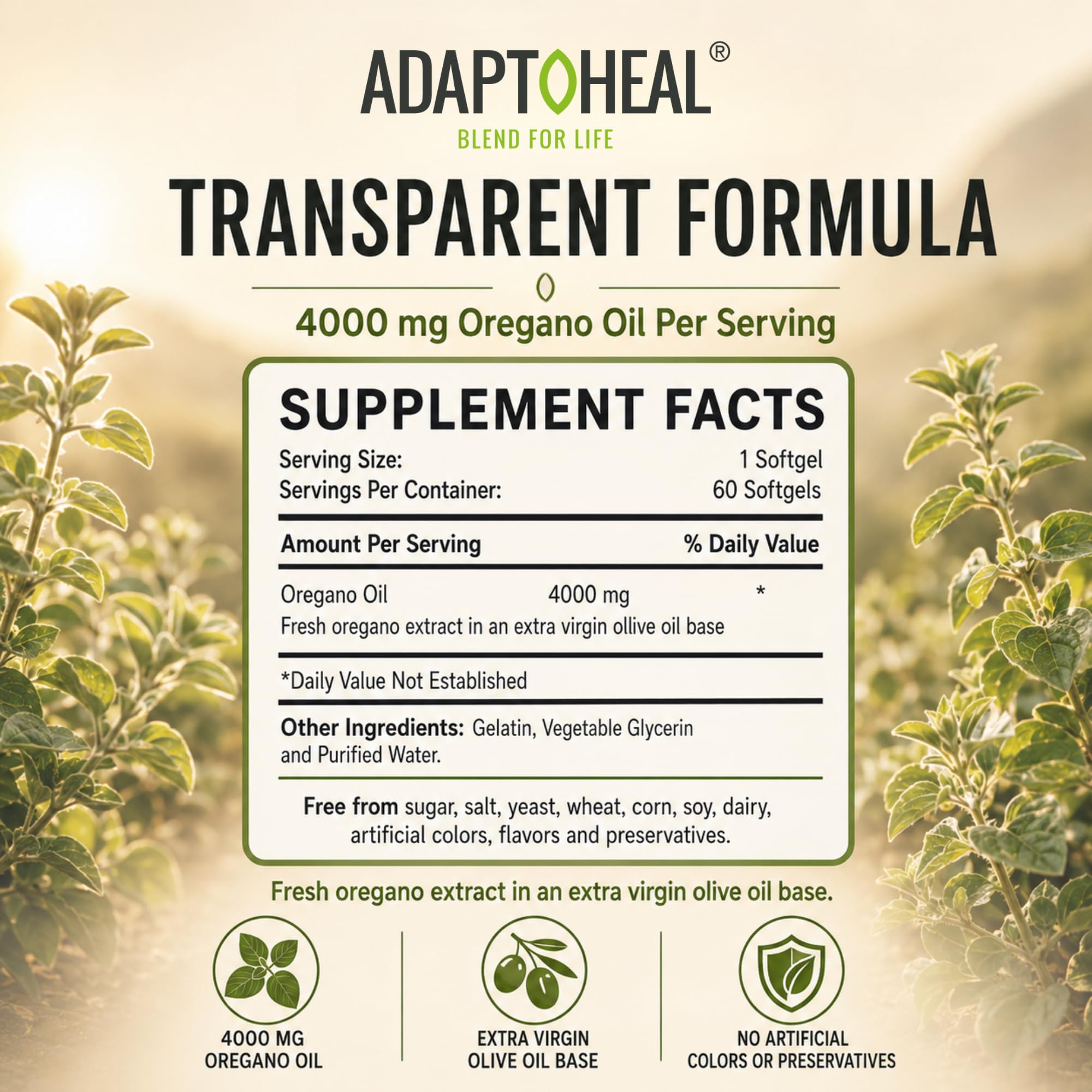 ADAPTOHEAL primer plano de una softgel destacando textura y fácil de tragar
