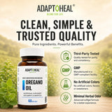 ADAPTOHEAL etiqueta con información y porcentajes de carvacrol para transparencia