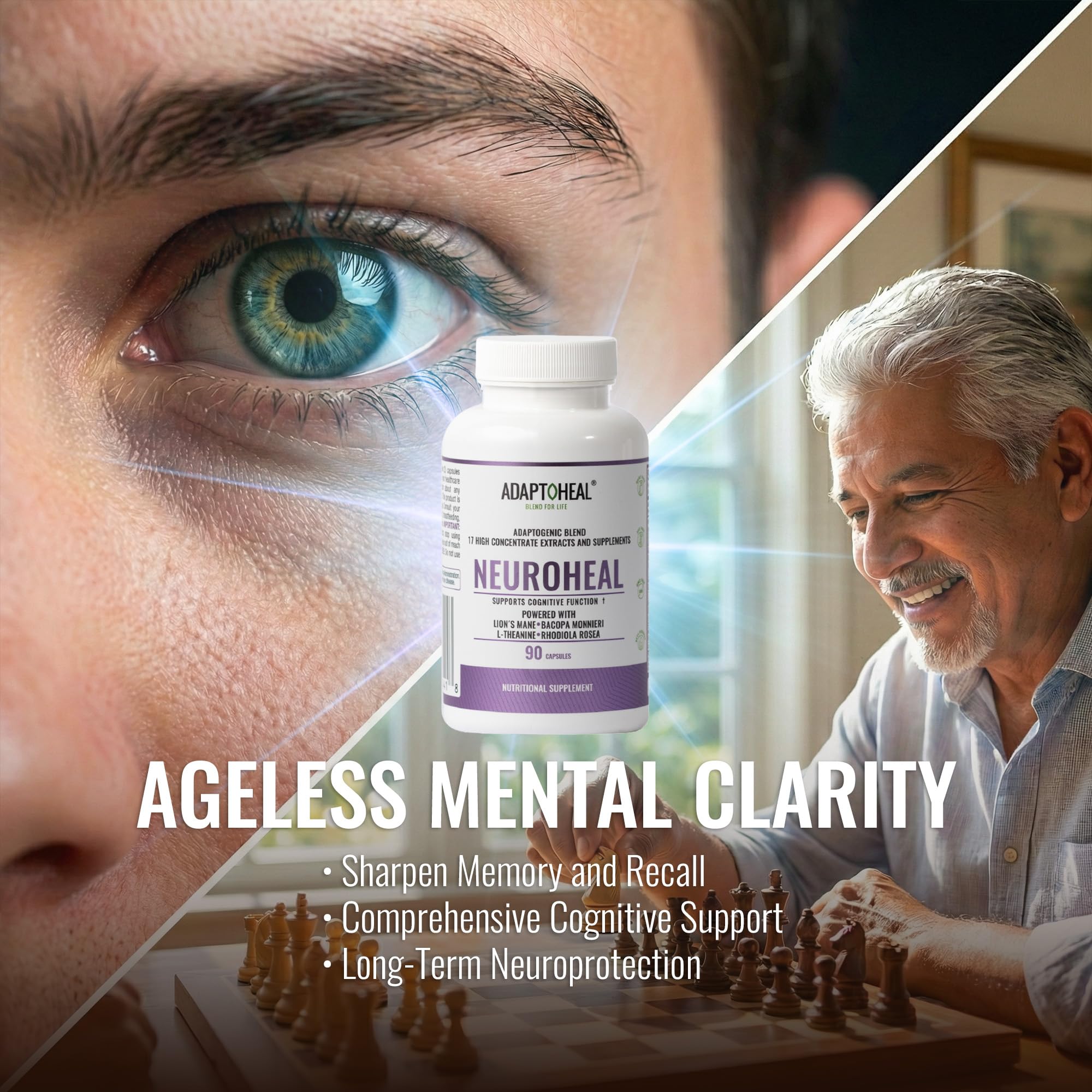 ADAPTOHEAL NeuroHeal junto a mano para mostrar tamaño y porción práctica