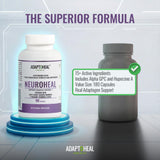 ADAPTOHEAL NeuroHeal etiqueta de ingredientes resaltando formulación limpia