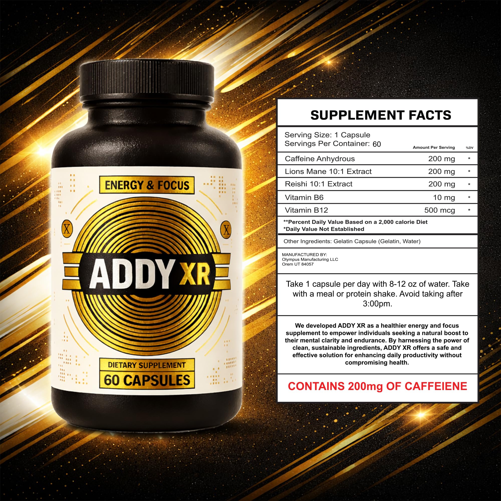 ADDY FOCUS escena de estilo de vida con energía sostenida por la mañana