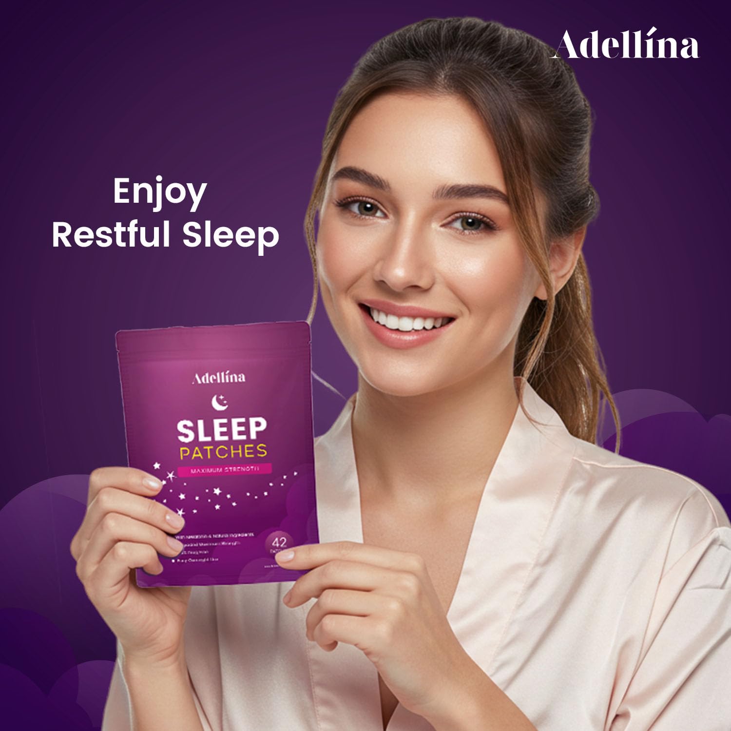 Adellina etiqueta con ingredientes destacando melatonina y valeriana