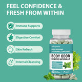 Adeqauom polvo verde representando la clorofilina natural y pureza