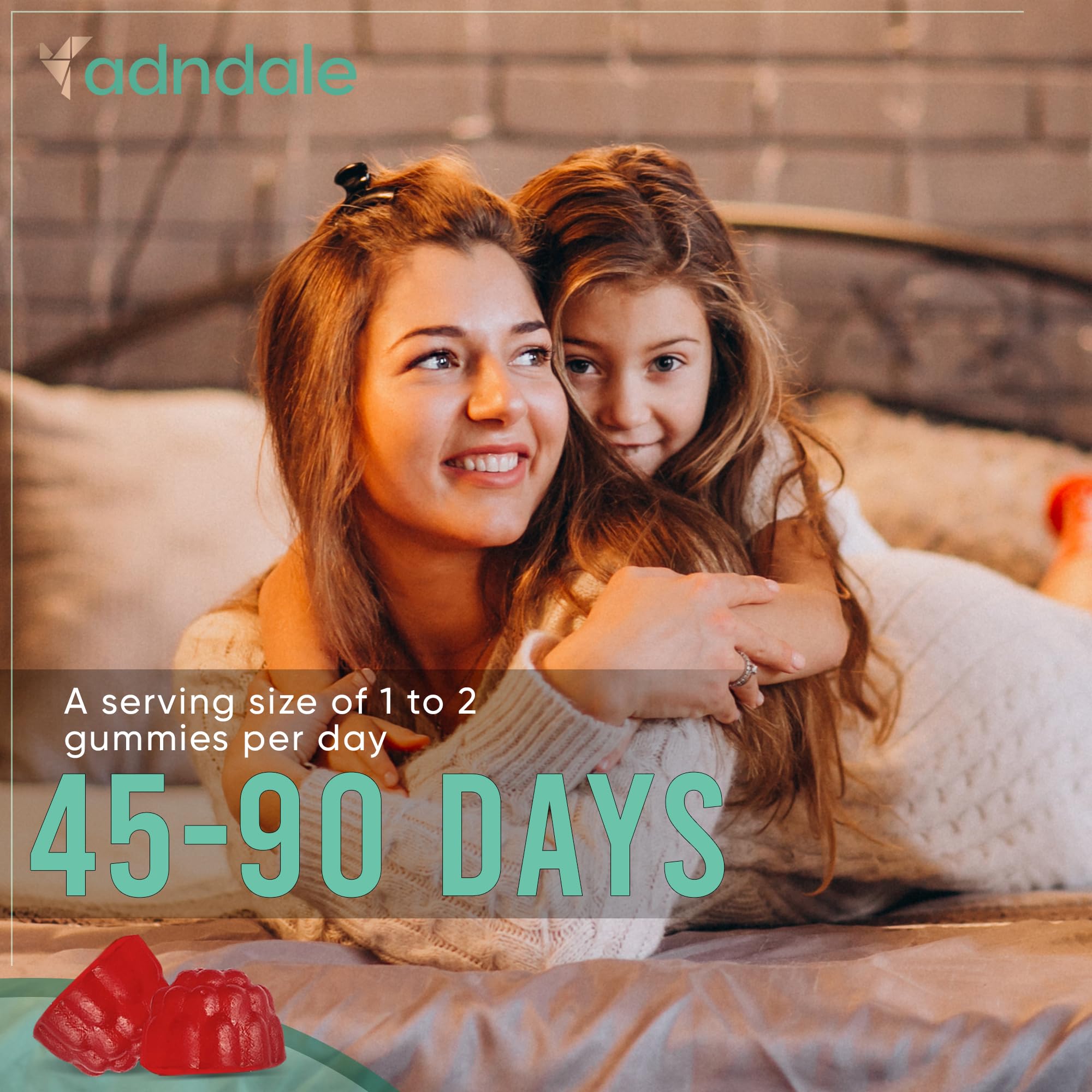 Detalle nutricional Adndale con vitaminas K2 D3 y zinc y beneficio apoyo nutricional