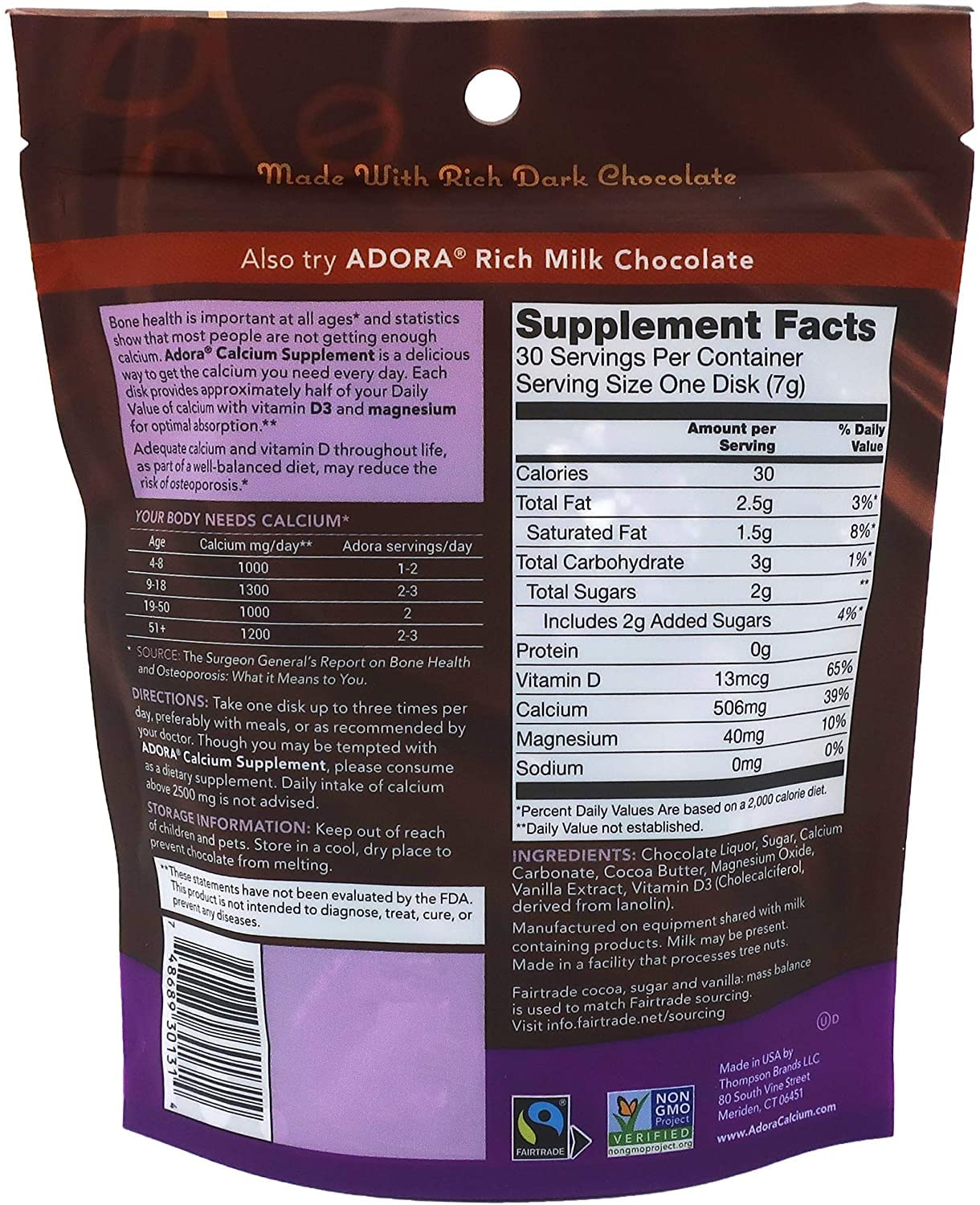 Adora primer plano de la textura del disco de chocolate, calidad Rainforest Alliance y sabor intenso