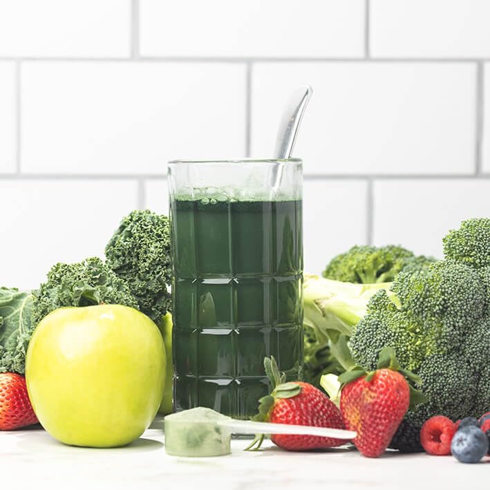 Advanced Bionutritionals comparación de tamaño del bote y la cucharita