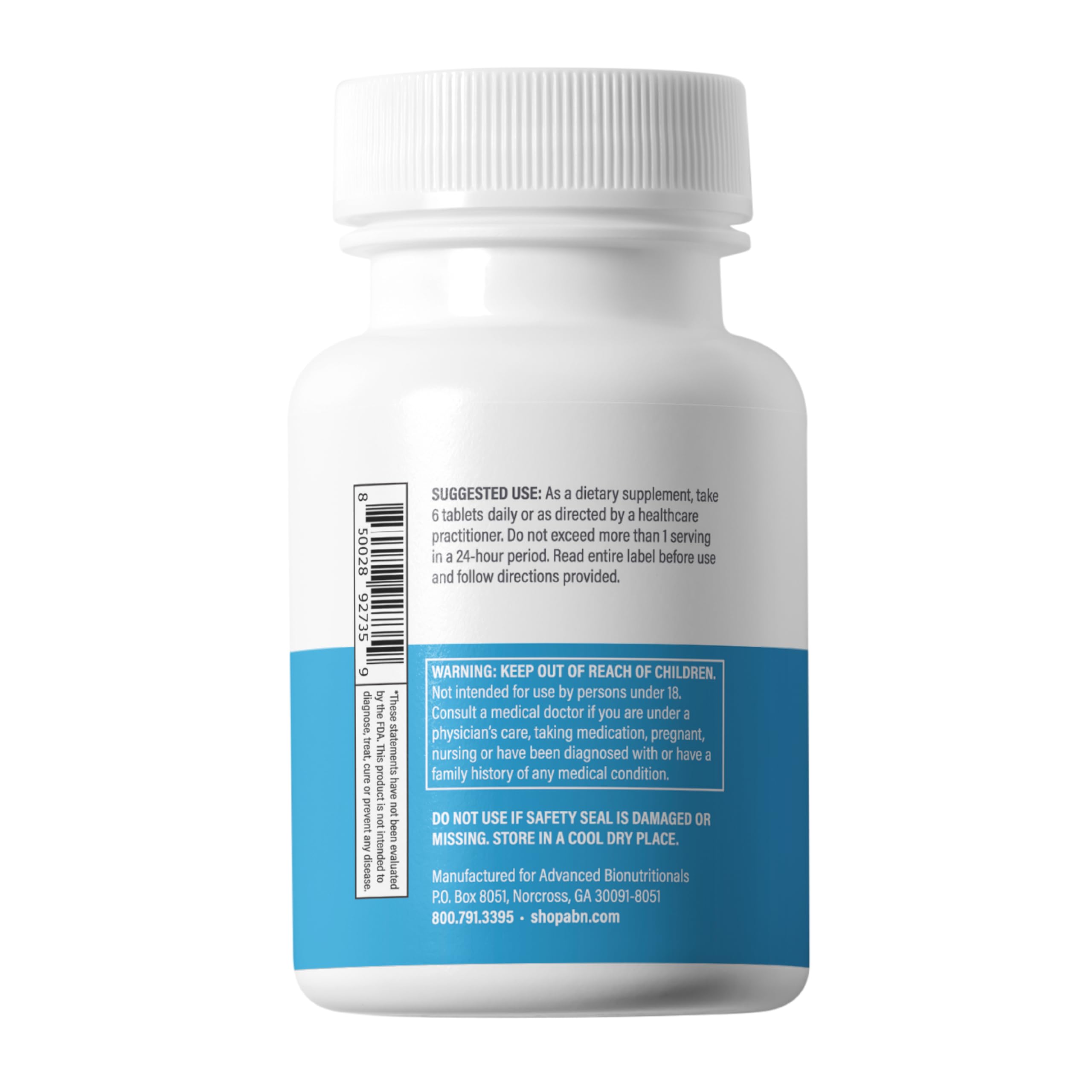 Advanced Bionutritionals botella junto a pesas ilustrando uso postentreno