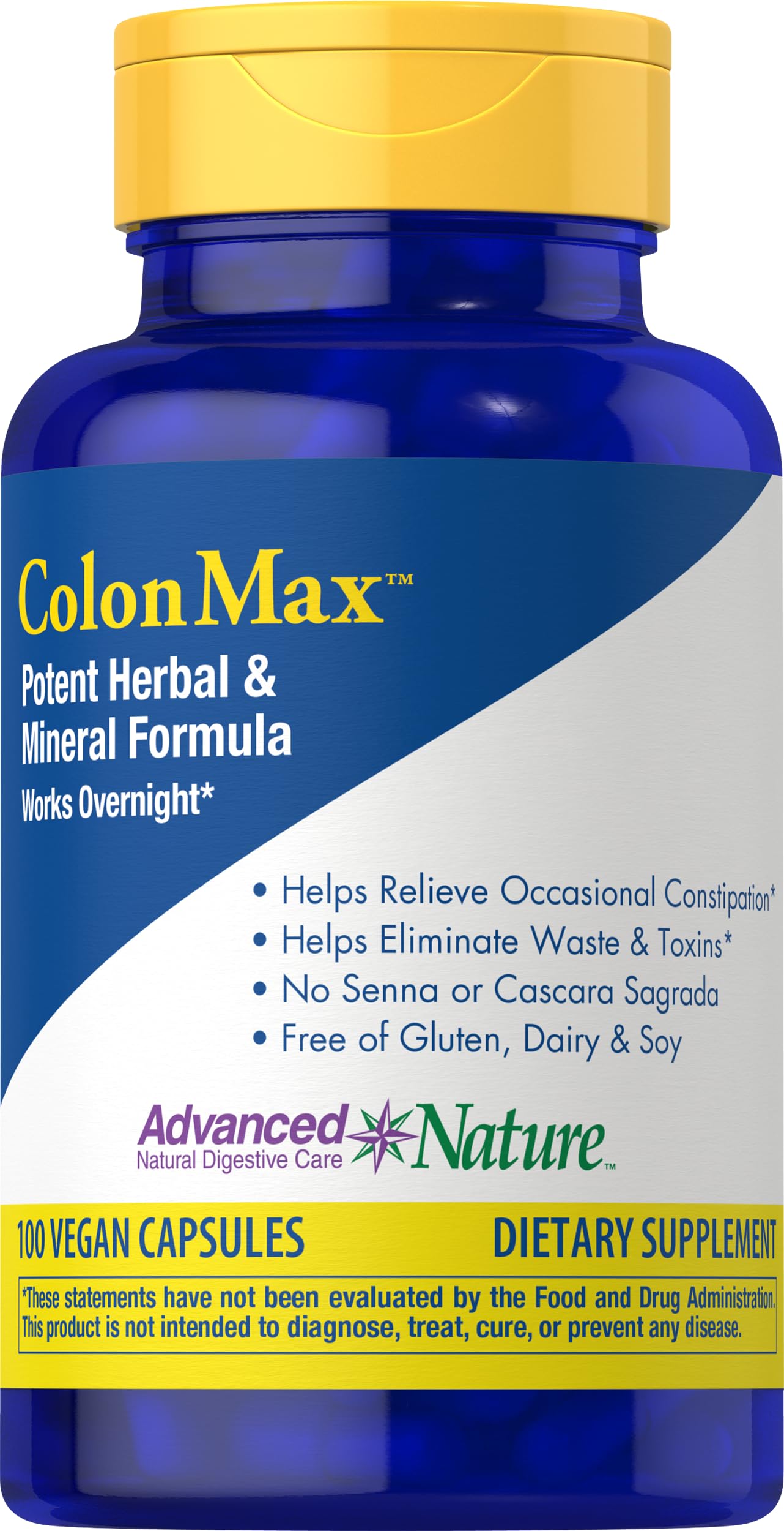 Advanced Nature ColonMax vista frontal del envase mostrando cápsulas y beneficios